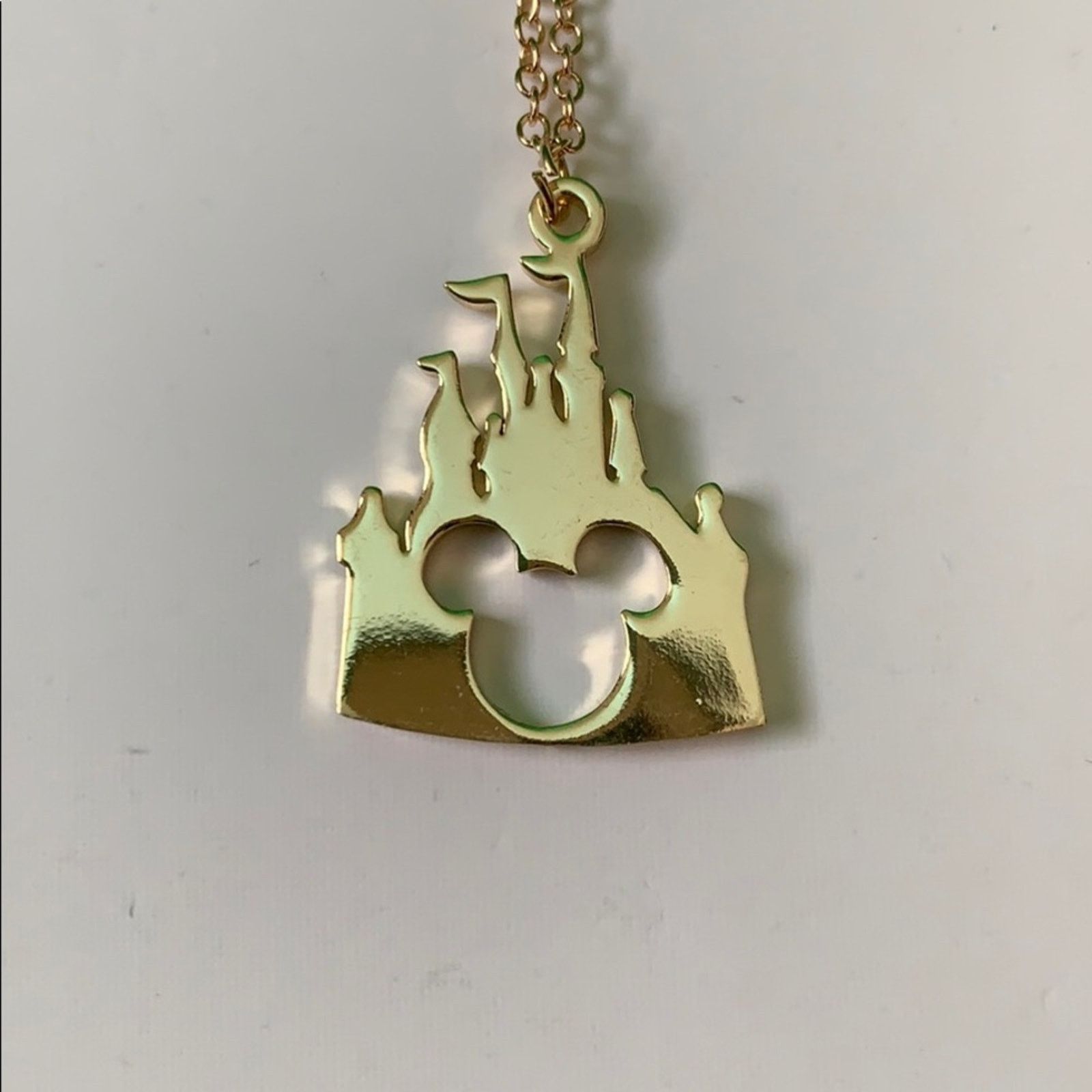 Other New Gold Castle Mickey Mouse Pendant Necklace Size ONE SIZE - 3 Thumbnail