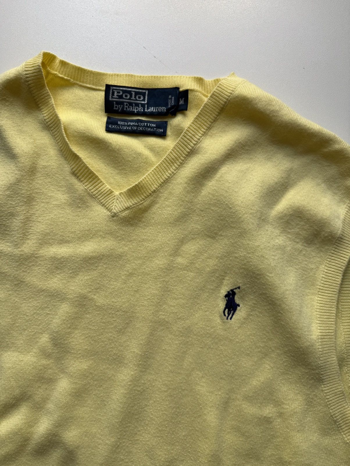 Polo Ralph Lauren × Vintage LACOSTE YELLOW COTTON SWEATER VEST WITH V-NECK AND RIBED HEM Size US M / EU 48-50 / 2 - 6 Thumbnail