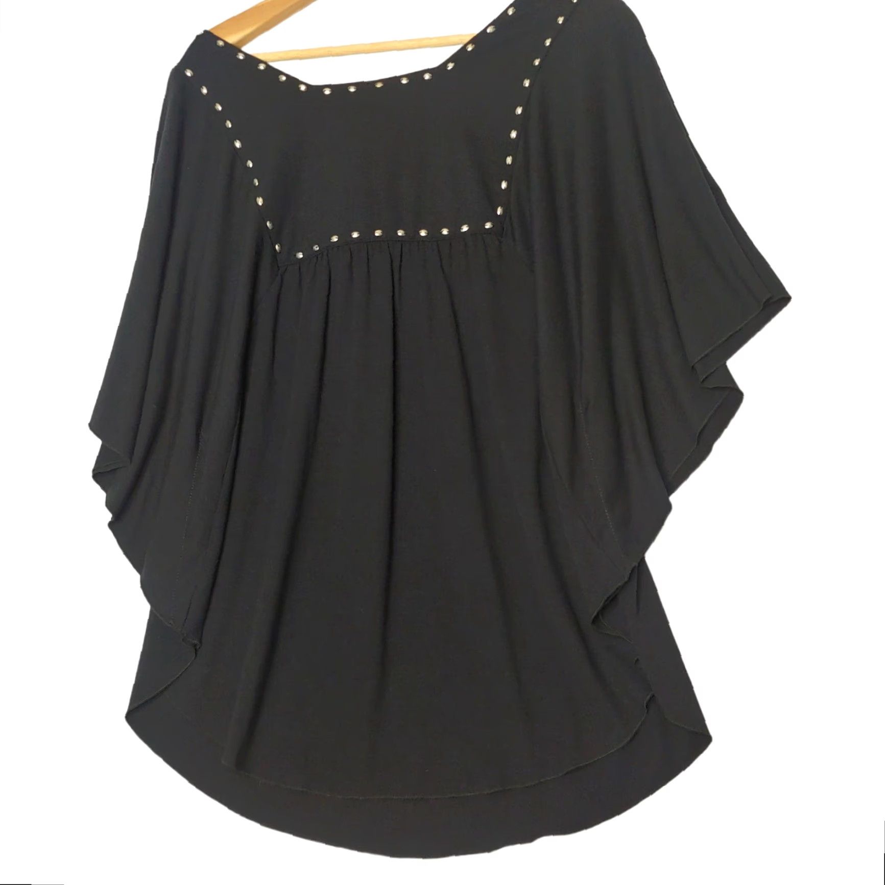 Vintage Gitano Shirt Women Plus 18/20 Black Flutter Sleeve Beaded NWT Knit Top Short Sleeve Size XXL / US 16-18 / IT 52-54 - 3 Thumbnail