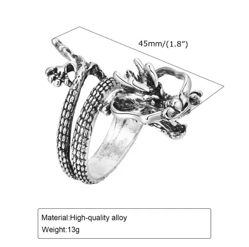 Vintage 45mm Rock Chinese Dragon Ring Size ONE SIZE - 2 Thumbnail