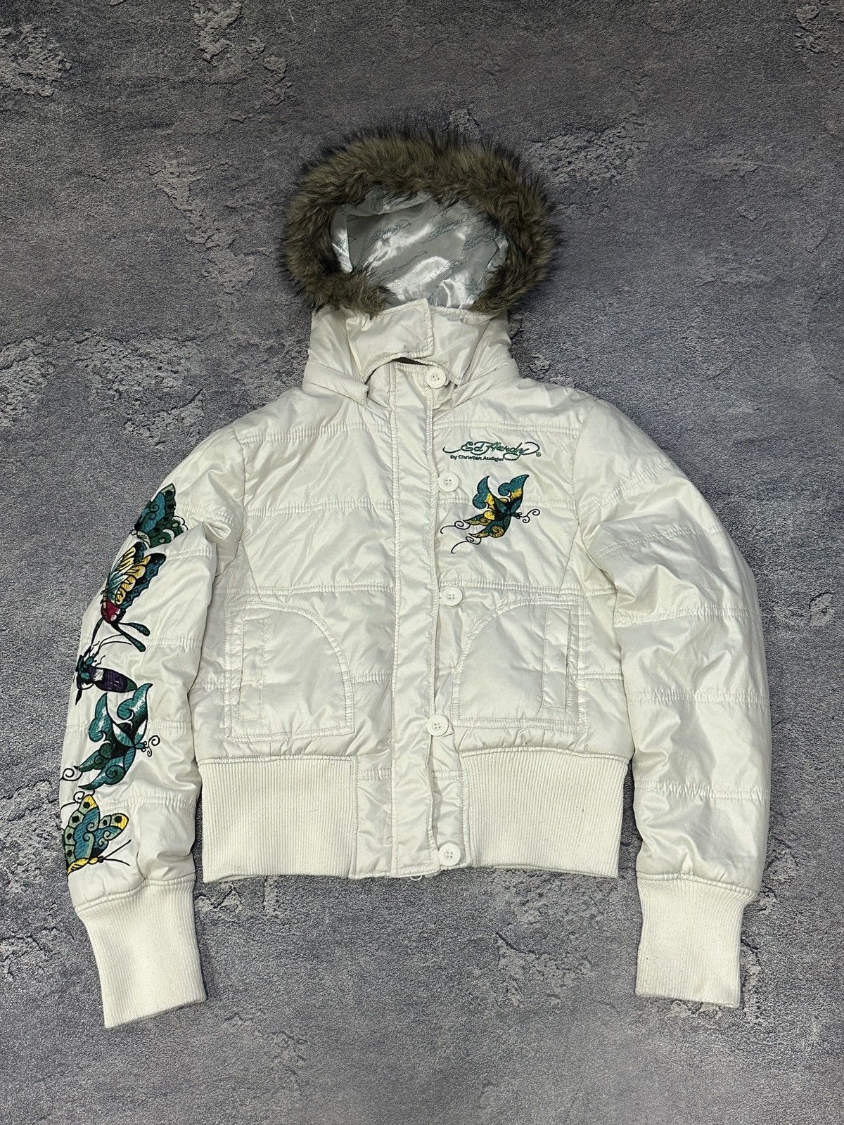 Ed Hardy Vintage Ed Hardy Christian Audigier Faux Fur Cropped Jacket Size L / US 10 / IT 46 - 1 Thumbnail
