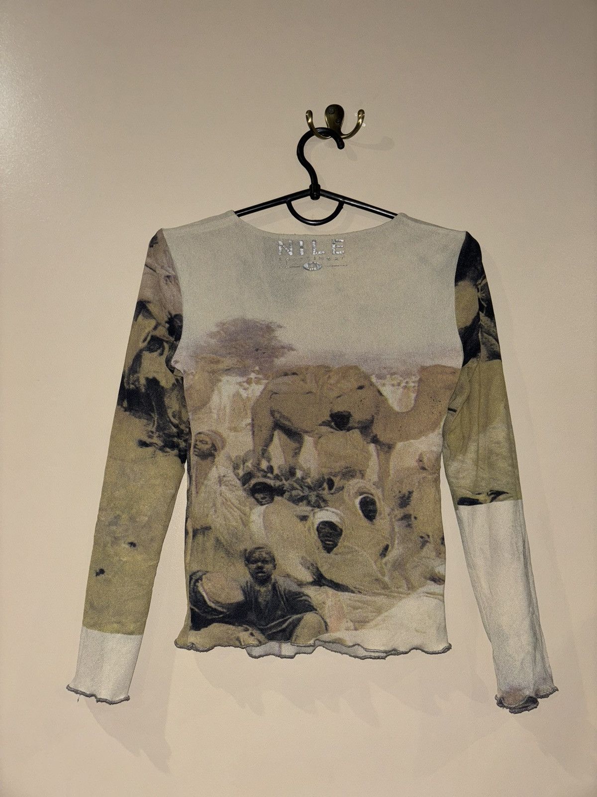 Vintage PRINTED RARE VINTAGE ETHNO LONG SLEEVE MESH TOP Size S / US 4 / IT 40 - 4 Thumbnail