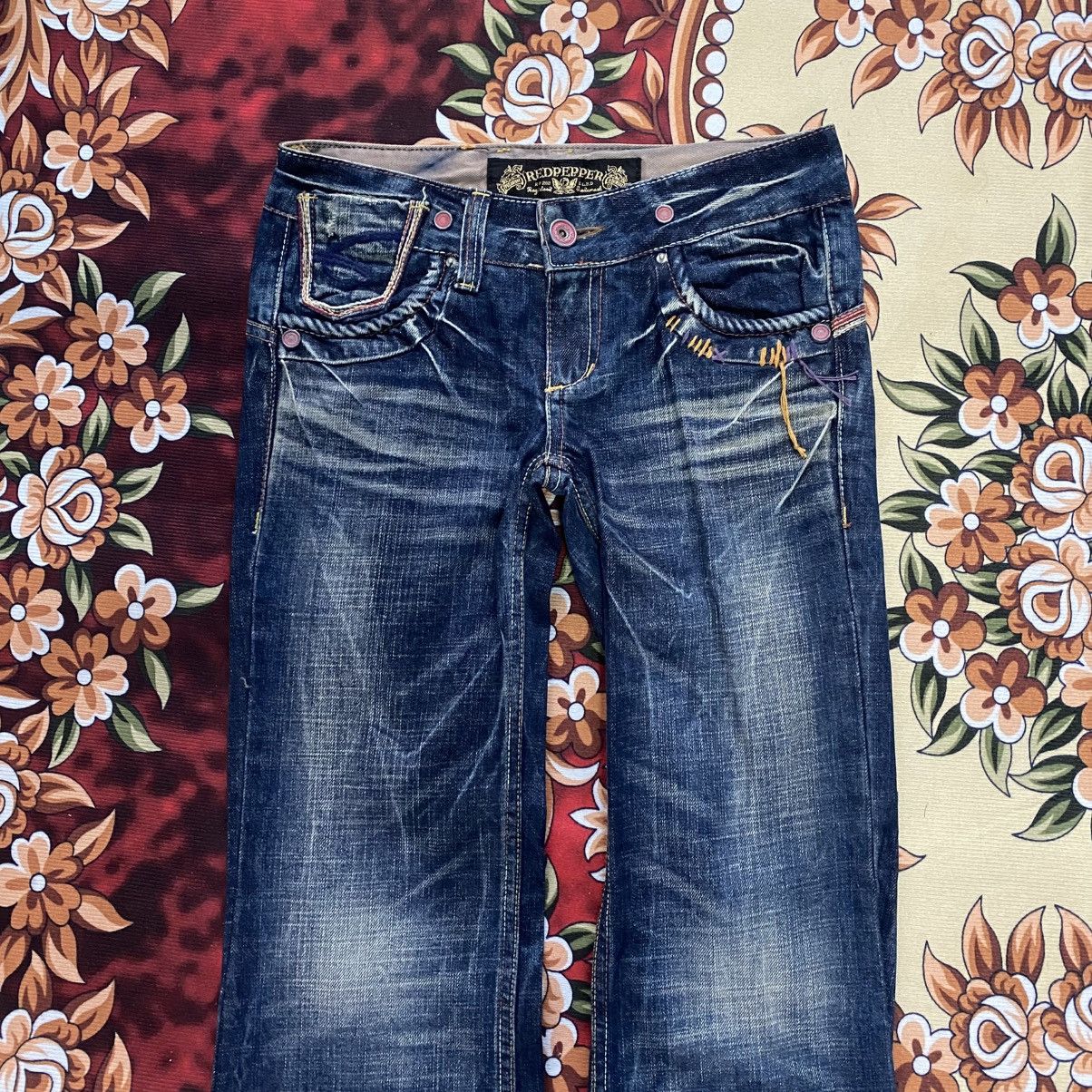 Japanese Brand Vintage Red Pepper Japan Dark Blue Flare Denim Jeans Size US 28 / EU 44 - 3 Thumbnail