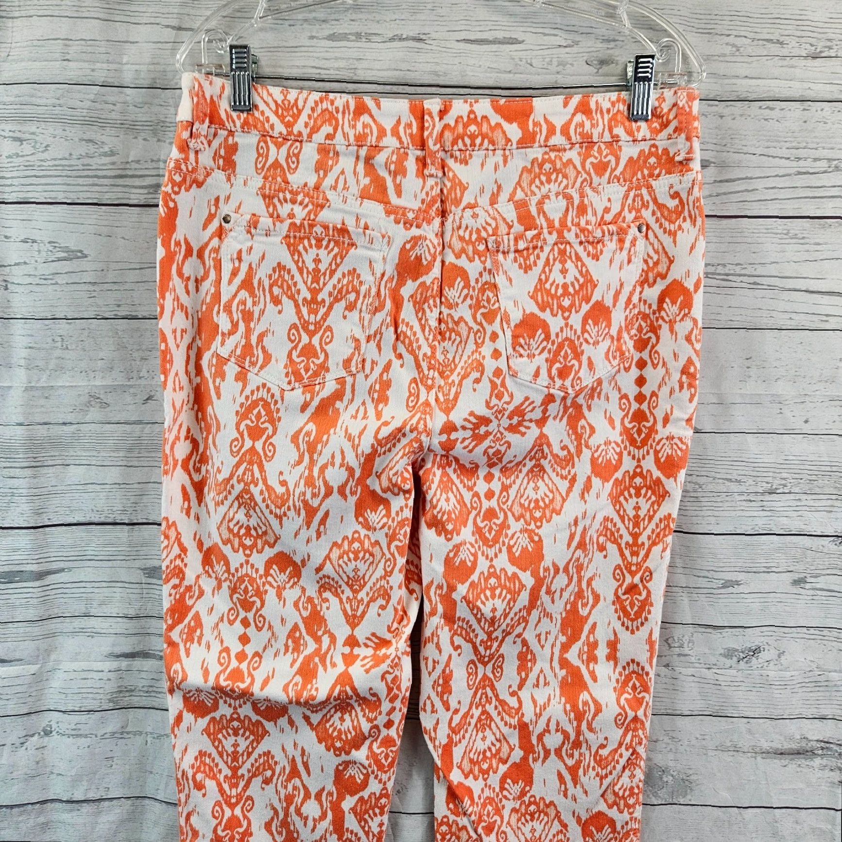 Vintage Chico's Womens Cropped Jeans Size 10 Orange White High Rise Cotton Blend Denim 24 Inseam Womens Size 32" / US 10 / IT 46 - 4 Thumbnail