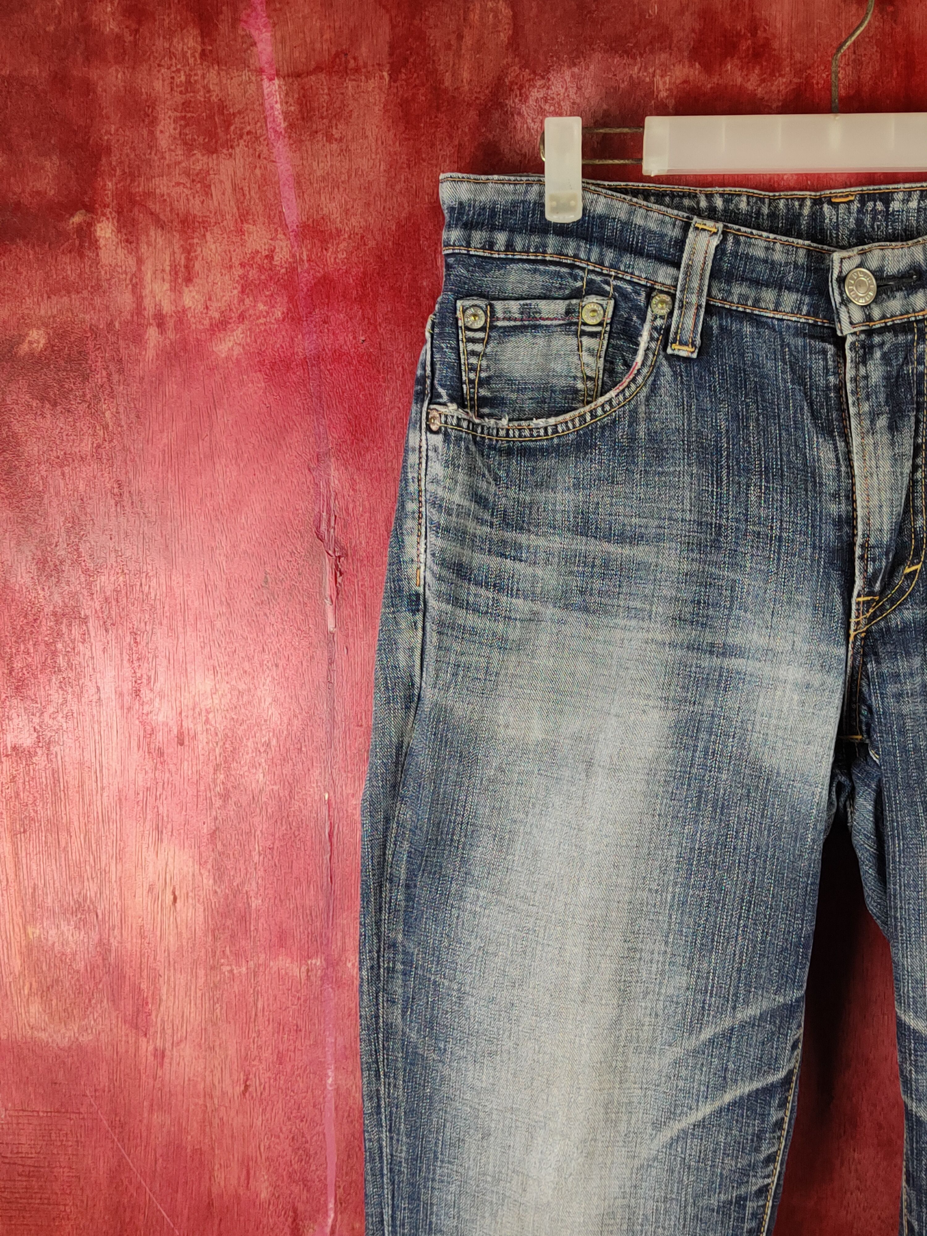 Edwin Edwin Dark Blue Faded Distressed Ripped Jeans #S2332 Size US 33 - 3 Thumbnail