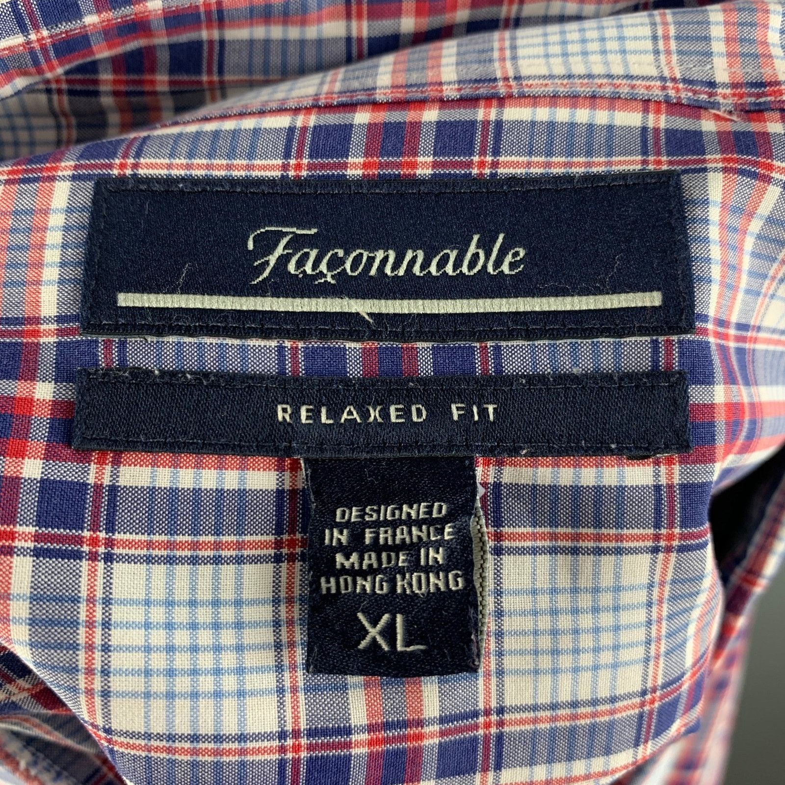 Faconnable FACONNABLE White Blue & Red Checkered Cotton Long Sleeve Size US XL / EU 56 / 4 - 5 Thumbnail