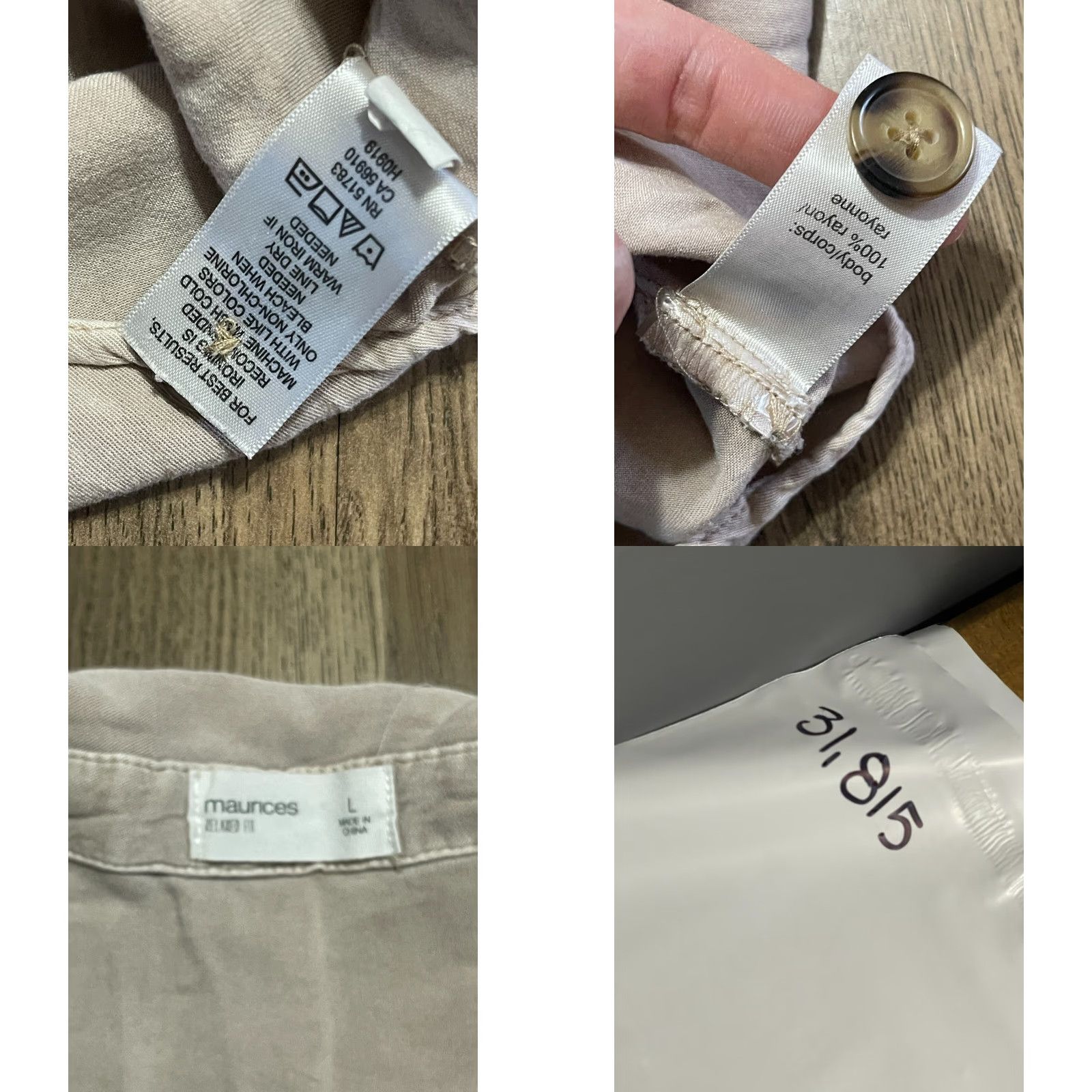 Vintage Maurices Shirt Women's Large Tan Button Up Short Sleeve, Brown, Casual, Solid, Regular Fit, Button-Up, Collared, Fall Spring Summer, Women, Maurices Size L / US 10 / IT 46 - 8 Thumbnail