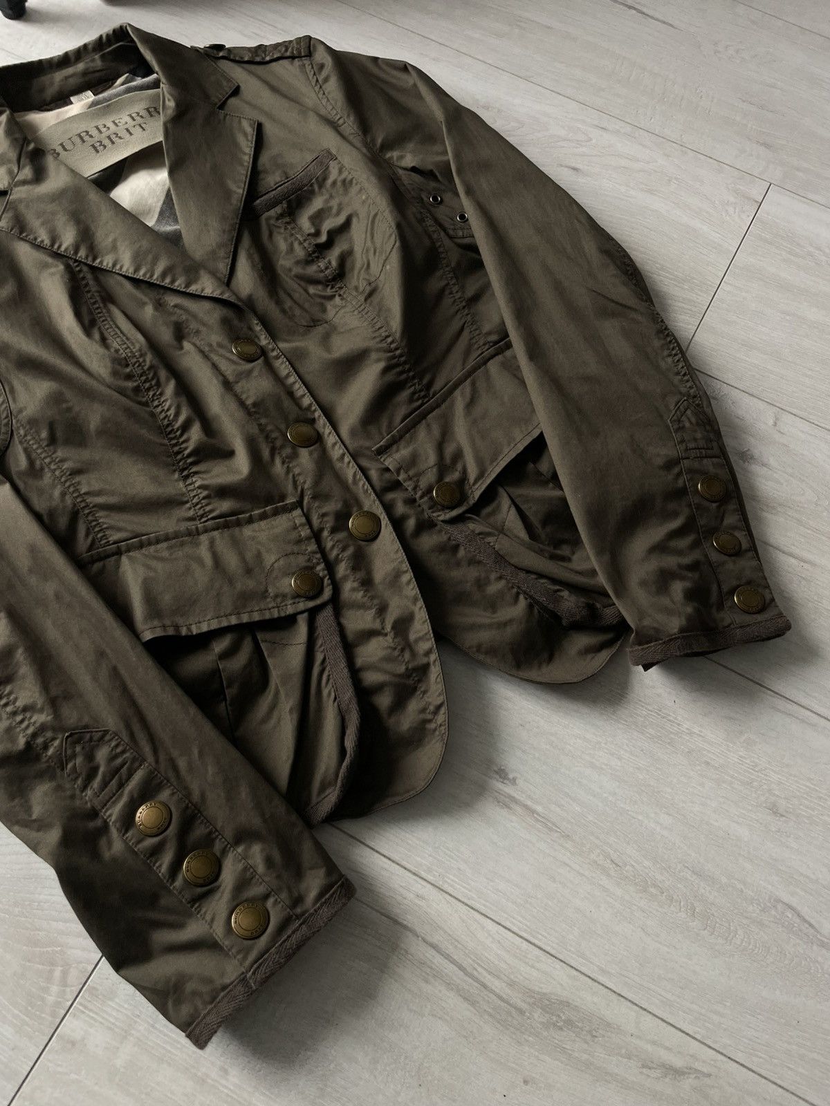 Burberry Burberry Brit Light Khaki Green Blazer Jacket Size XS / US 0-2 / IT 36-38 - 7 Thumbnail