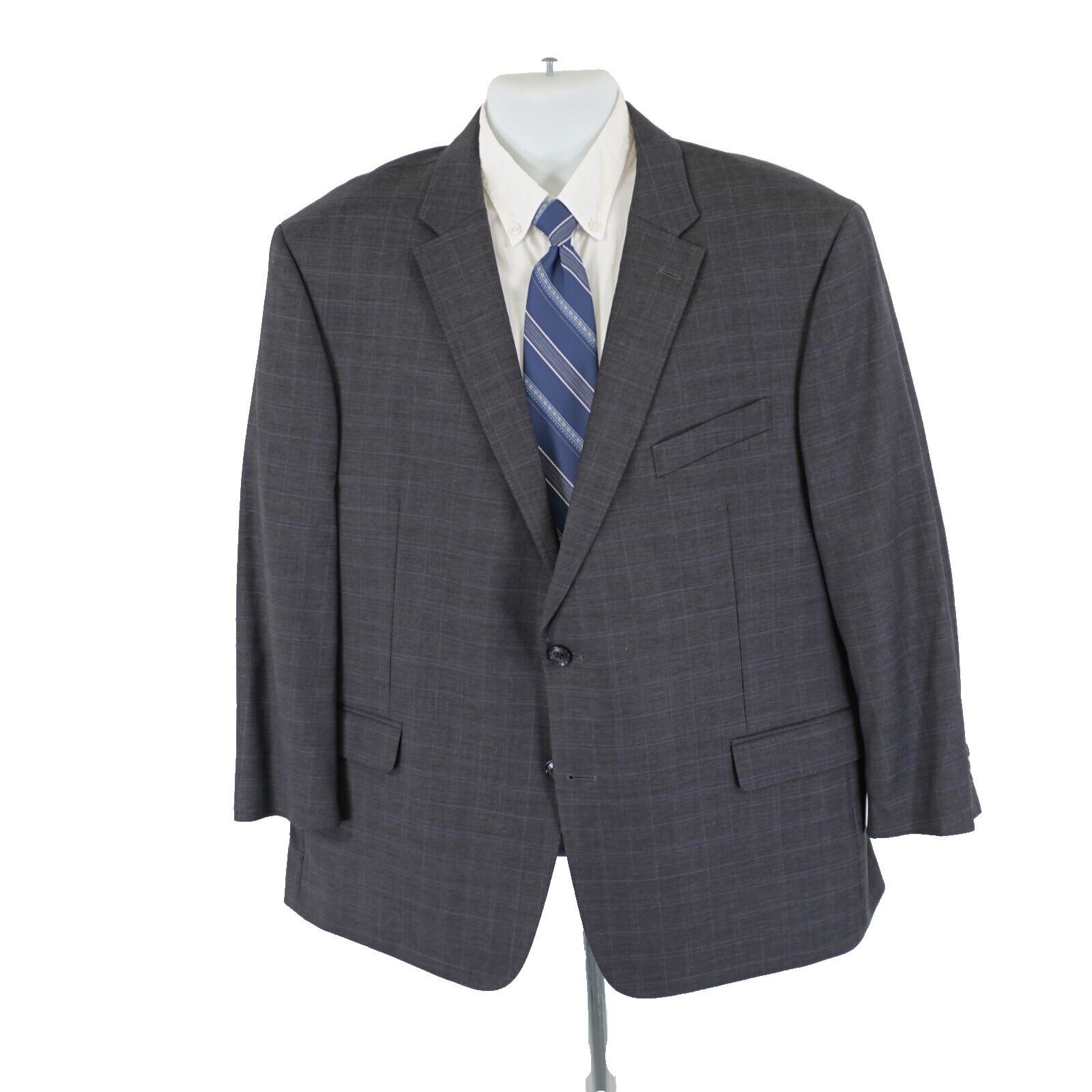 Tommy Hilfiger Tommy Hilfiger Wool Blend Gray W/ Blue Windowpane 2 Piece Su Size 46S - 8 Thumbnail
