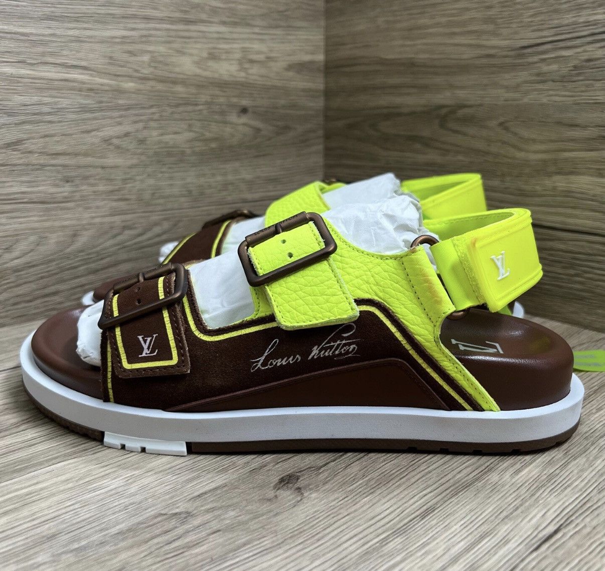 Louis Vuitton Louis Vuitton Trainer Brown & Green Sandals J41 Size US 7 / EU 40 - 1 Thumbnail