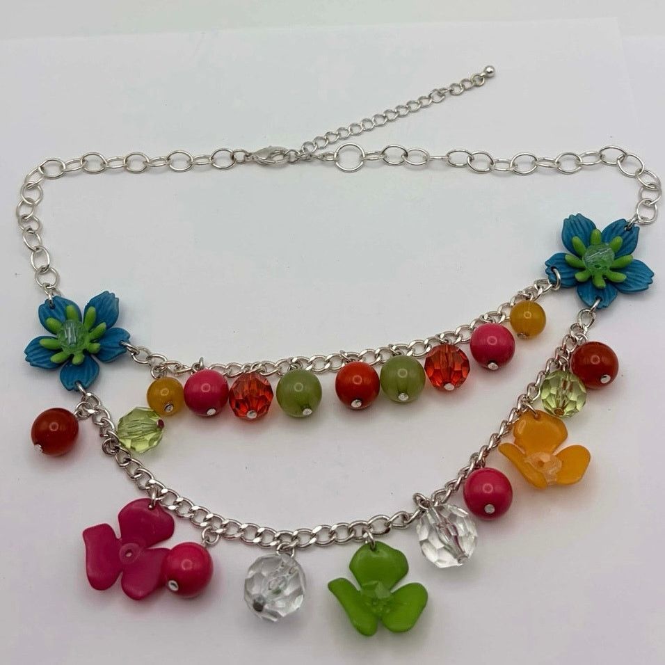 Other Blue & Pink Tropical Floral Necklace Size ONE SIZE - 1 Thumbnail