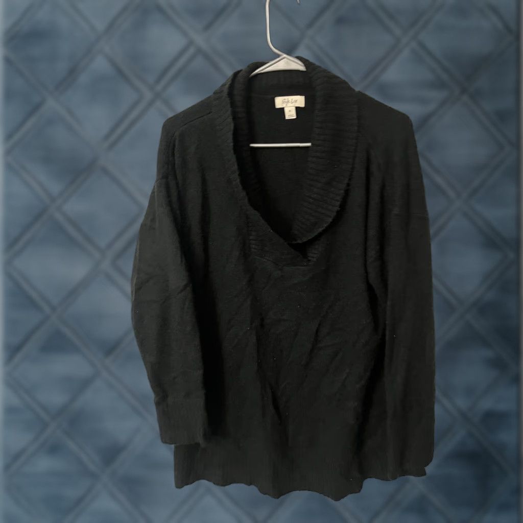 Style & Co STYLE & Co SHAWL-COLLAR BUTTON-TRI XL Black Women Sweater Tunic Size XL / US 12-14 / IT 48-50 - 1 Thumbnail