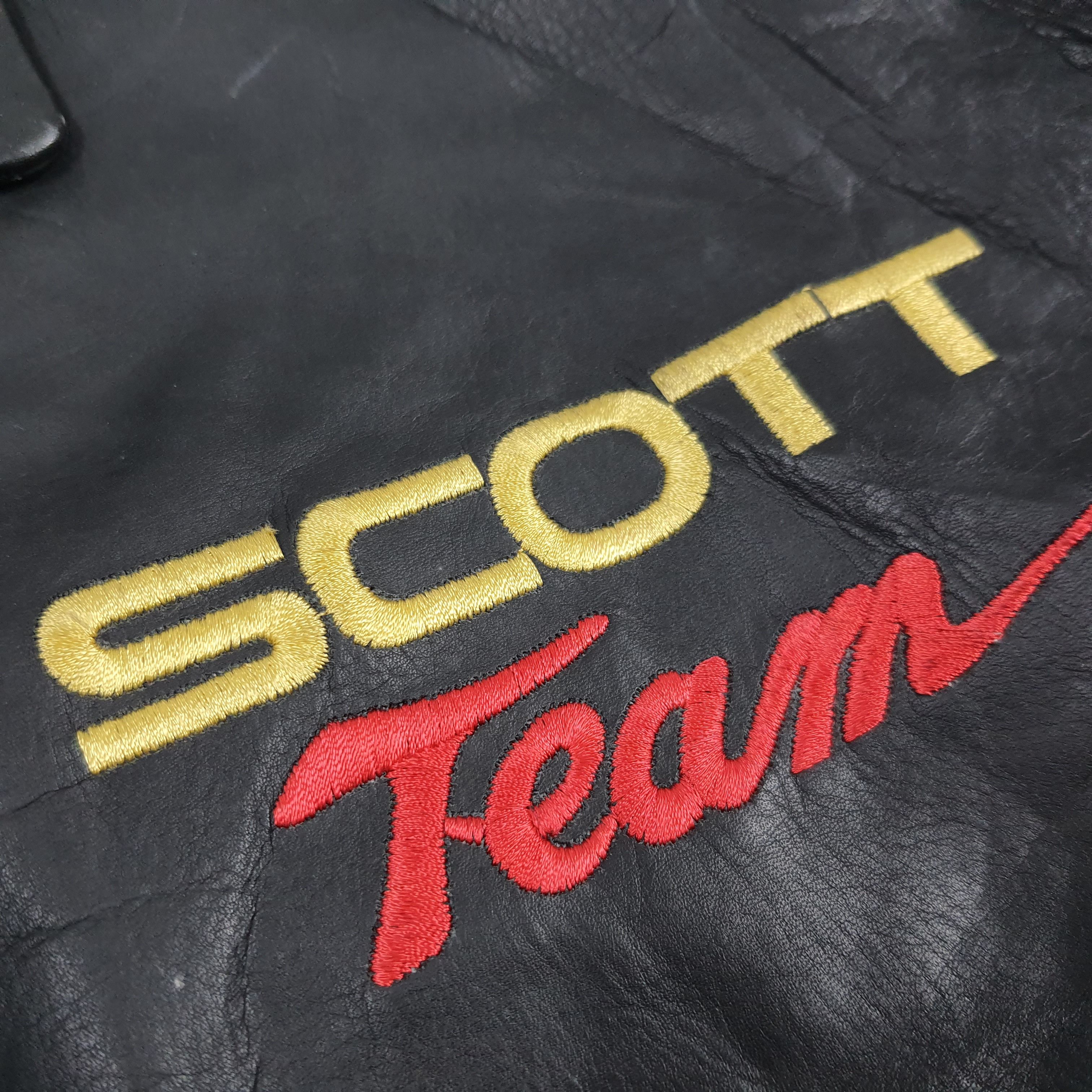Vintage Vintage Scott Team Leather Jacket with Black Flames Size US L / EU 52-54 / 3 - 6 Thumbnail