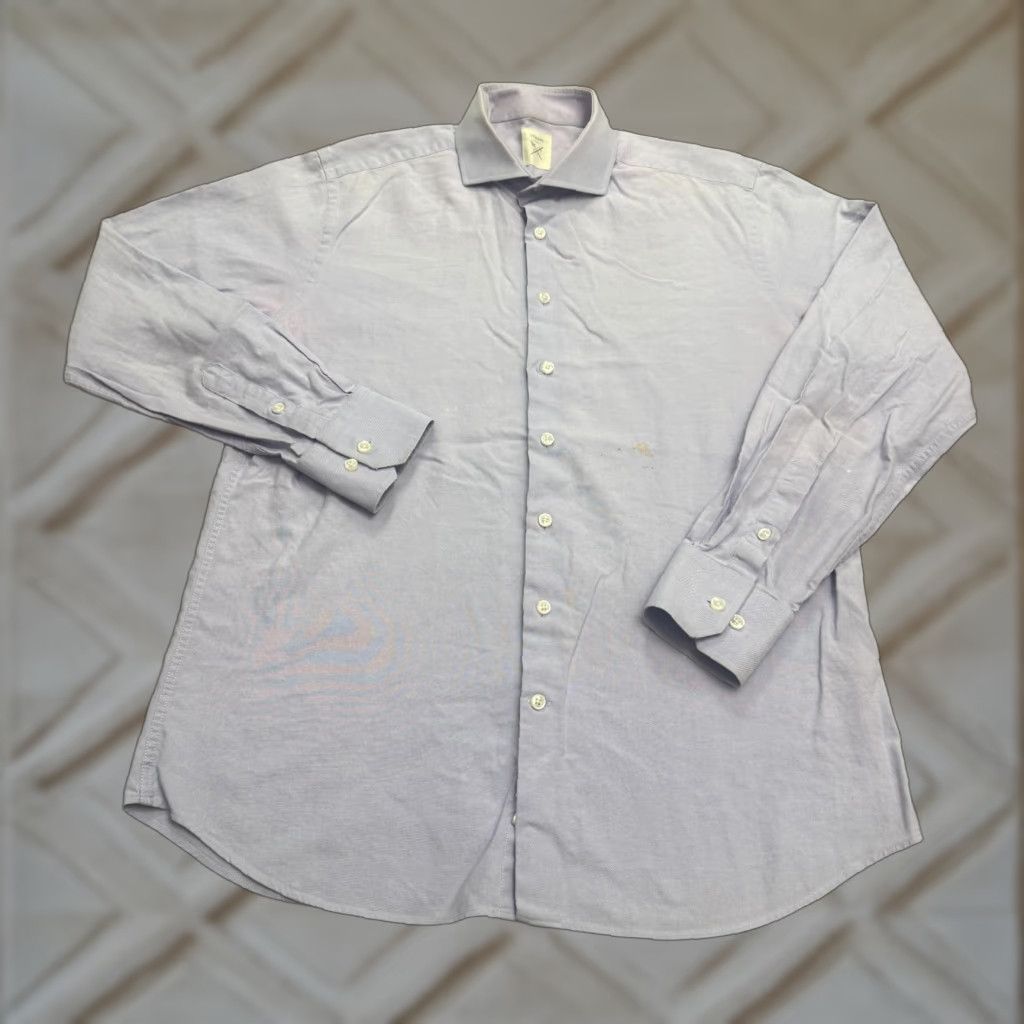 Vintage Strong Purple Cotton Dress Shirt Men Large 16.5 Long Sleeve Business Casual Classic Size 42R - 1 Thumbnail