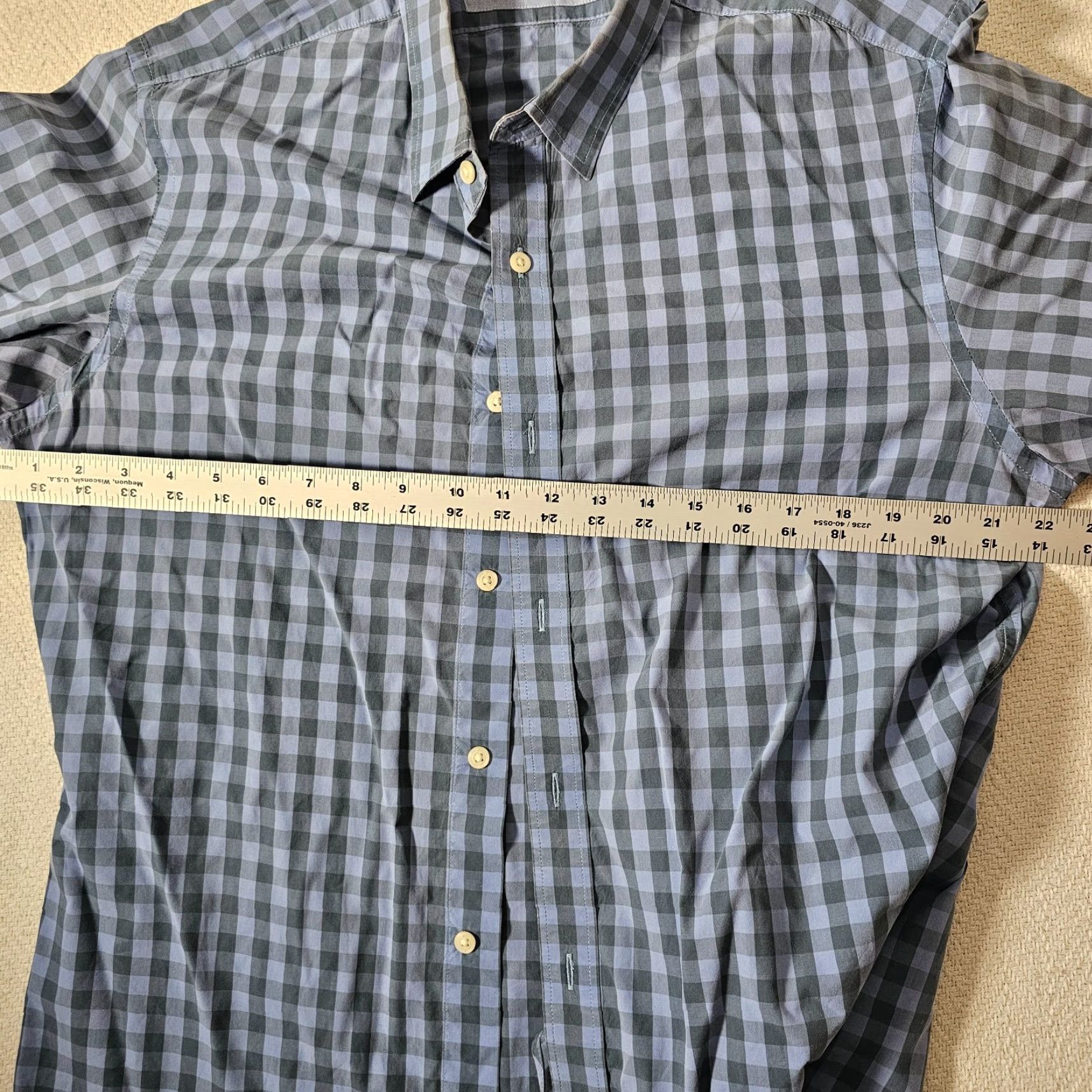 Banana Republic Banana Republic Men's L Shirt Button-Up Slim Fit Blue Check Casual Travel Workwear Size US L / EU 52-54 / 3 - 5 Thumbnail