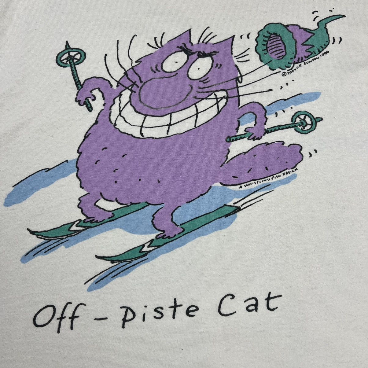 Designer Rare! Trevor Dunton Off Piste Cat Vintage Big Logo Tee 1996 Size US XL / EU 56 / 4 - 14 Thumbnail