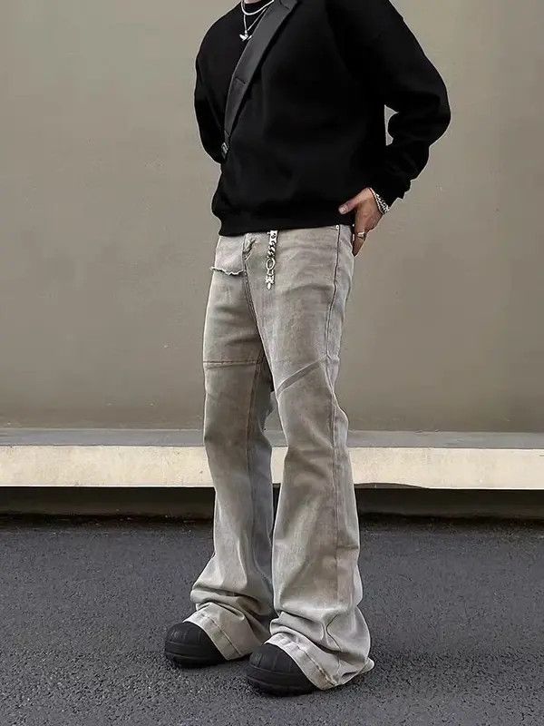 Japanese Brand Hirasawa x Rie High Street Gray Straight Micro Flared Jeans Size US 33 - 2 Thumbnail