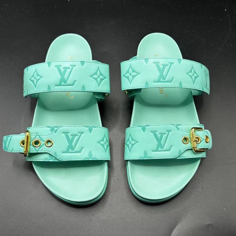 Louis Vuitton Stylish Aqua Flat Sandals for Women -2508