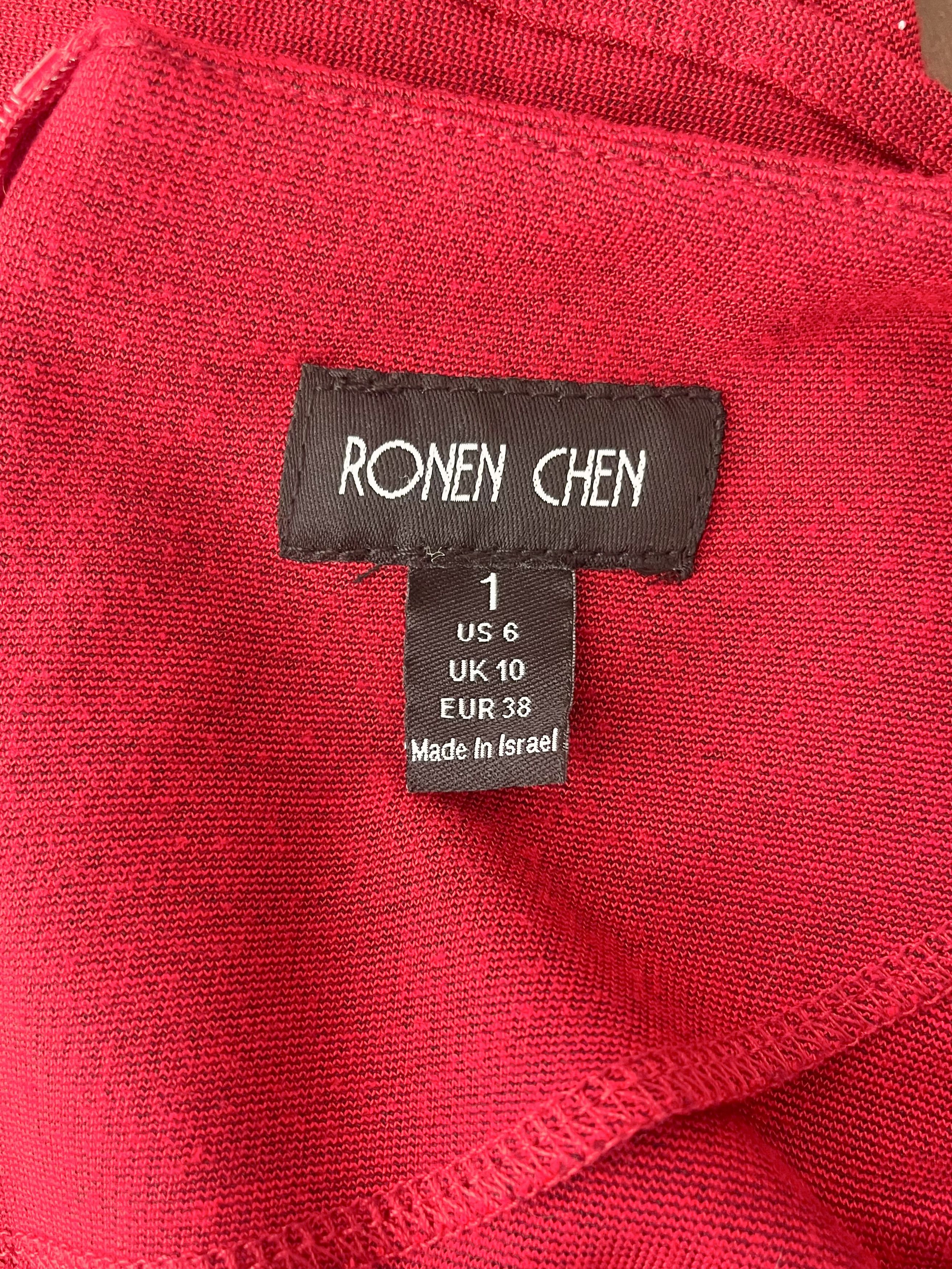 Vintage Ronen Chen - Red Long Sleeve Bodycon Dress Size M / US 6-8 / IT 42-44 - 7 Thumbnail