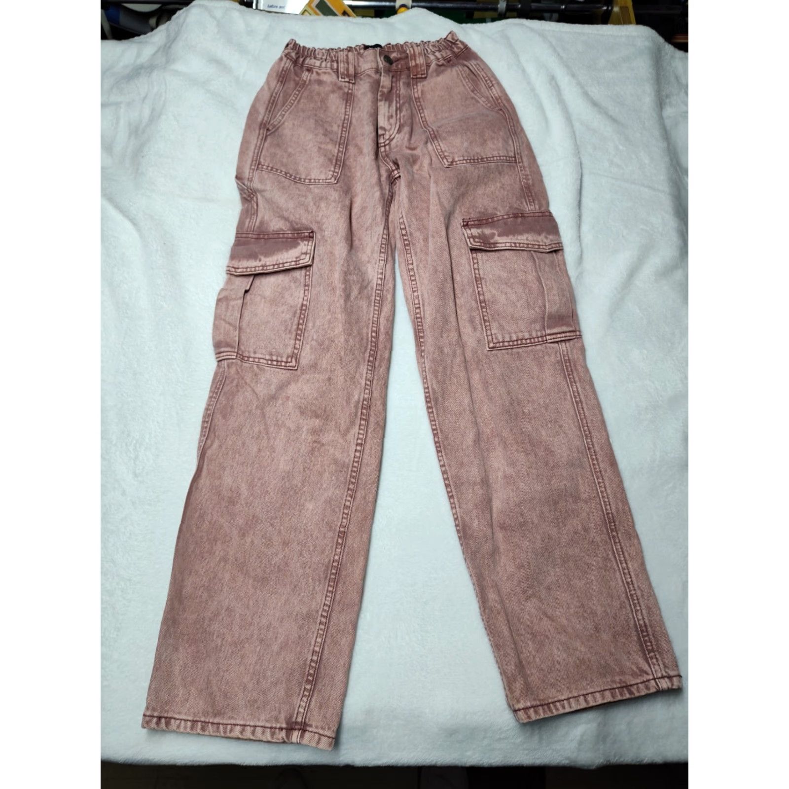 Urban Outfitters VINTAGE Urban Outfitters Y2K Baggy Cargo Jeans Womens 25 Pink High Waisted Relaxed Fit Retro Size 42" / US 20 - 2 Thumbnail