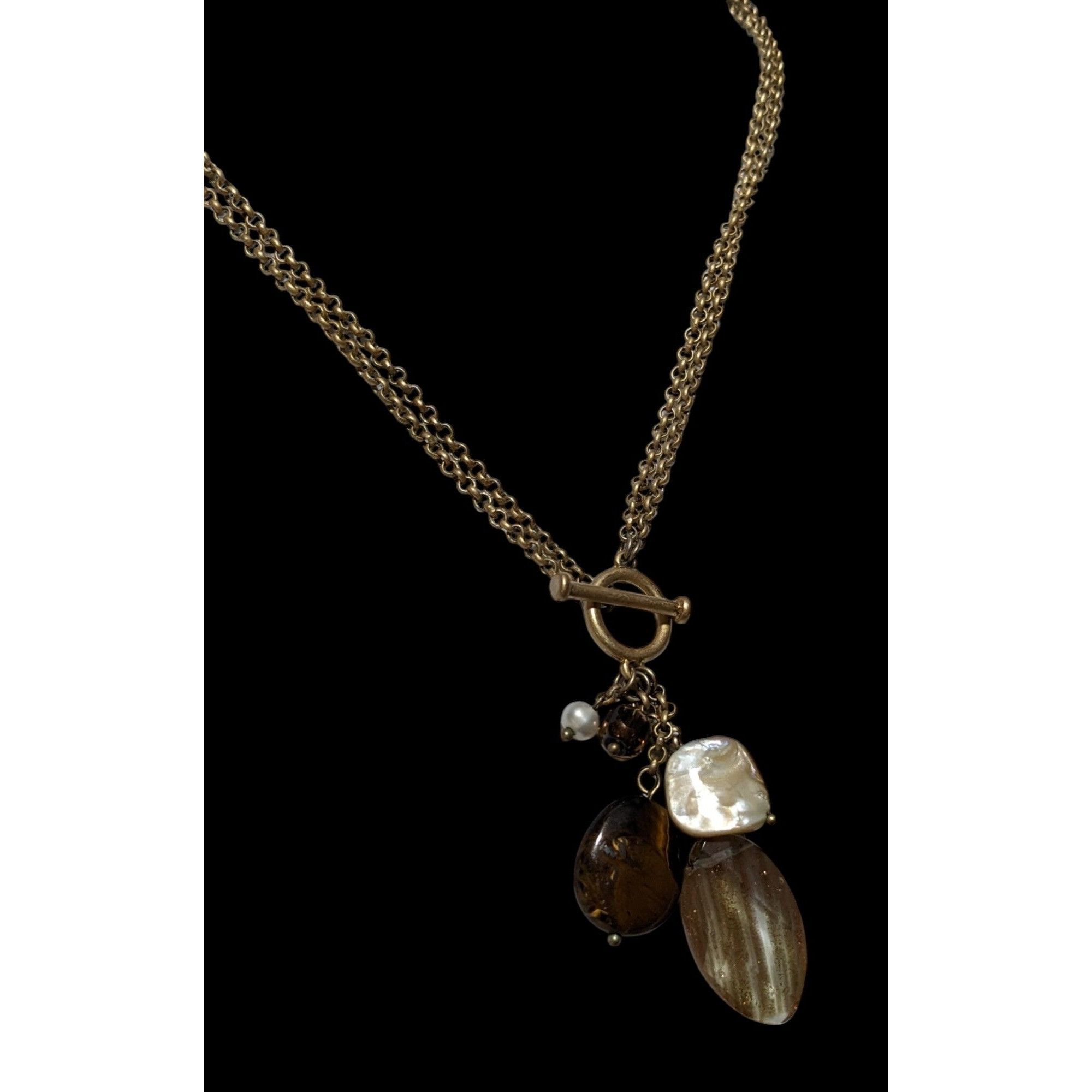 Other Retro Gold Shimmer Beaded Charm Toggle Necklace Size ONE SIZE - 3 Thumbnail