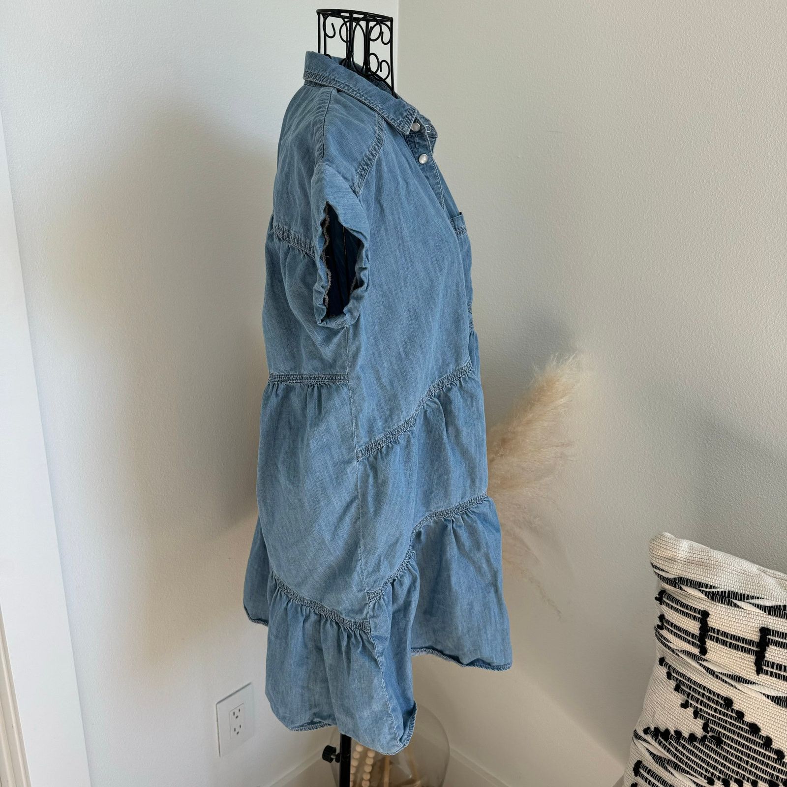 Veronica Beard Veronica Beard Harrow Cotton Chambray Denim Mini Dress Size S / US 4 / IT 40 - 2 Thumbnail