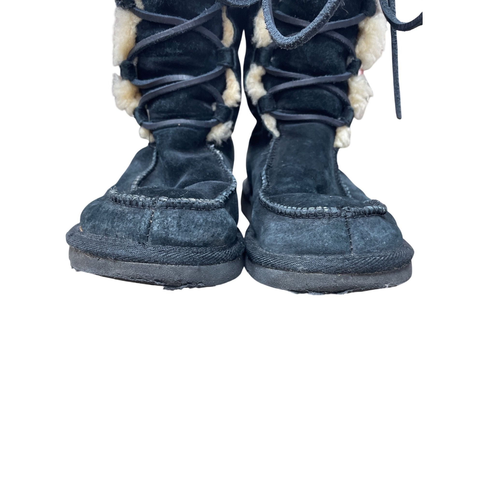 Other Ugg womans Black leather sheepskin lined Midcalf Winter Boot Size US 6 / IT 36 - 8 Thumbnail