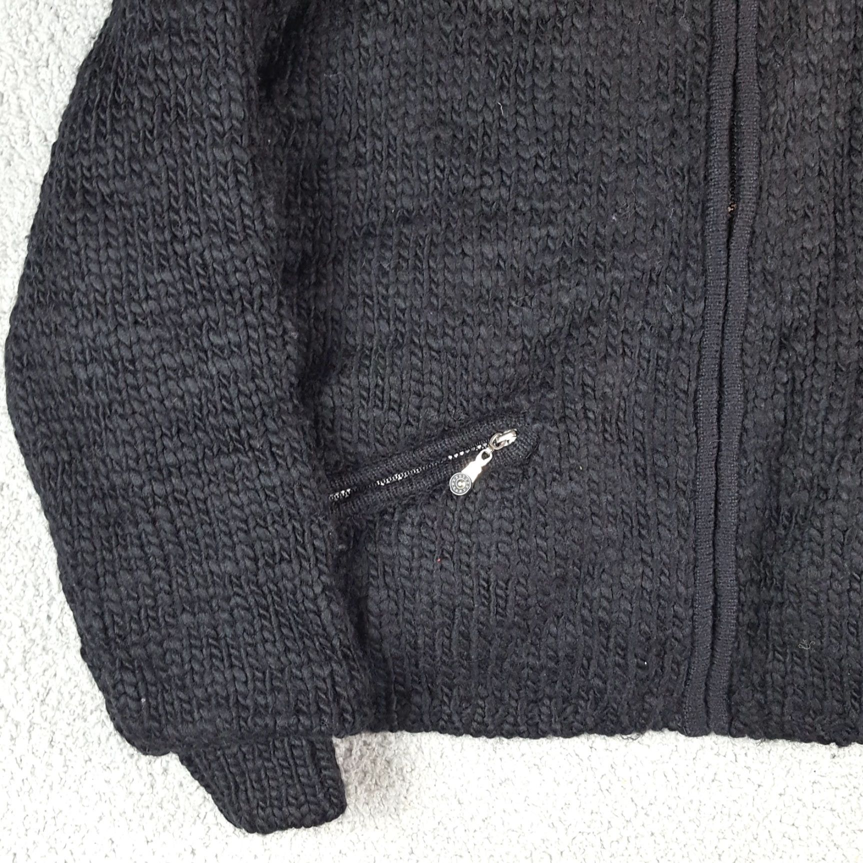 Vintage Y2K Black Wool Blend Oversized Zip Up Women's Size M Black Knit Pocket Sweater Size M / US 6-8 / IT 42-44 - 3 Thumbnail