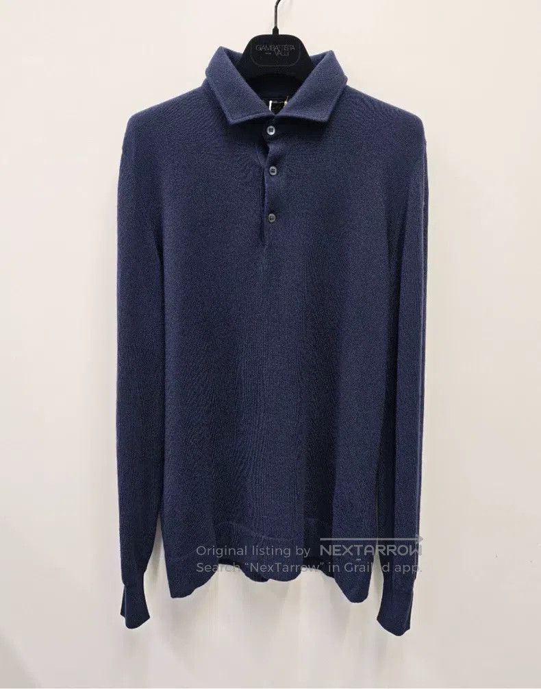 Loro Piana Loro Piana Men's navy blue collar-turned knitwear Size US M / EU 48-50 / 2 - 1 Thumbnail