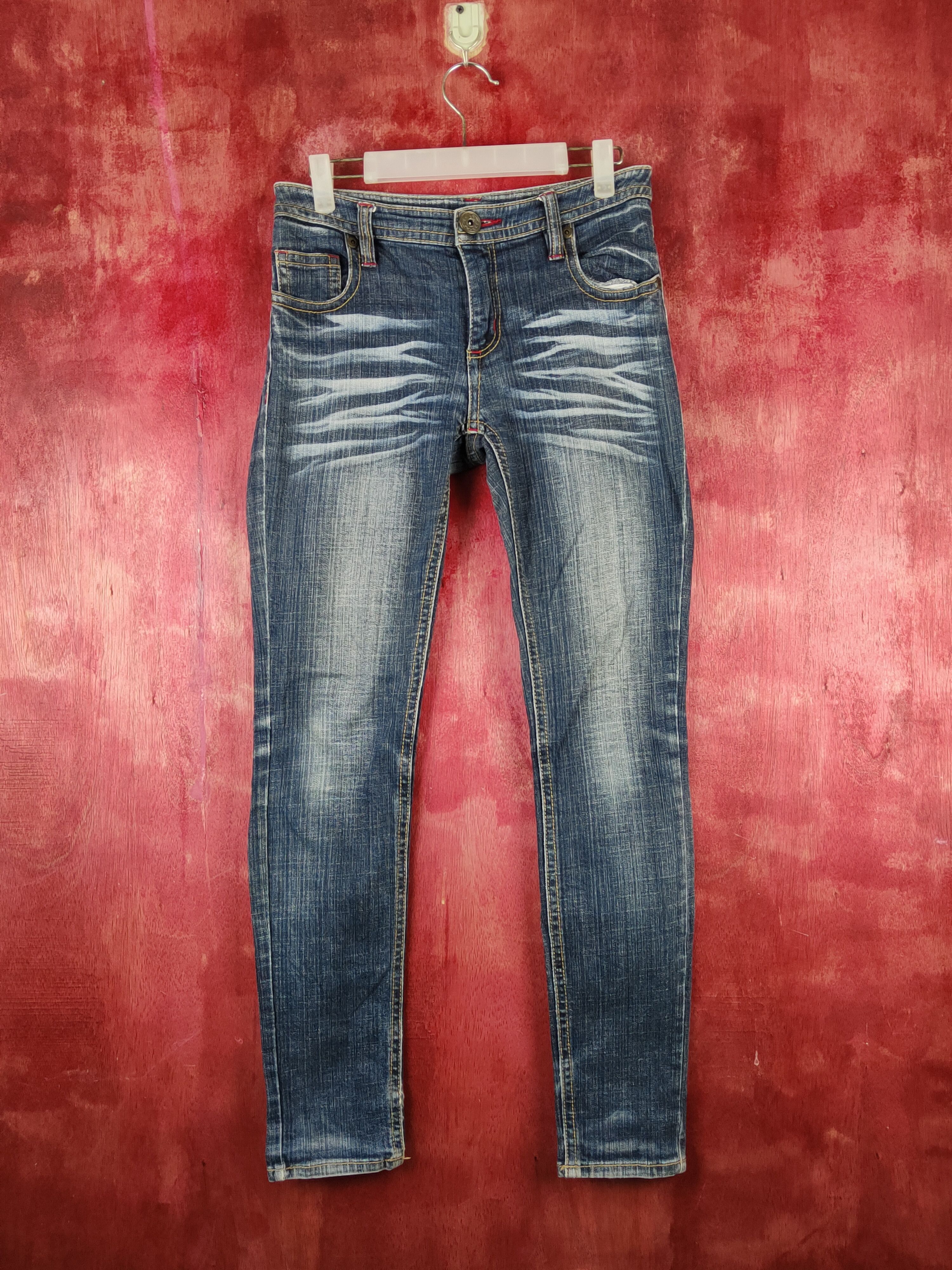 Japanese Brand N Dark Blue Distressed Ripped Jeans #S2220 Size 29" - 1 Thumbnail