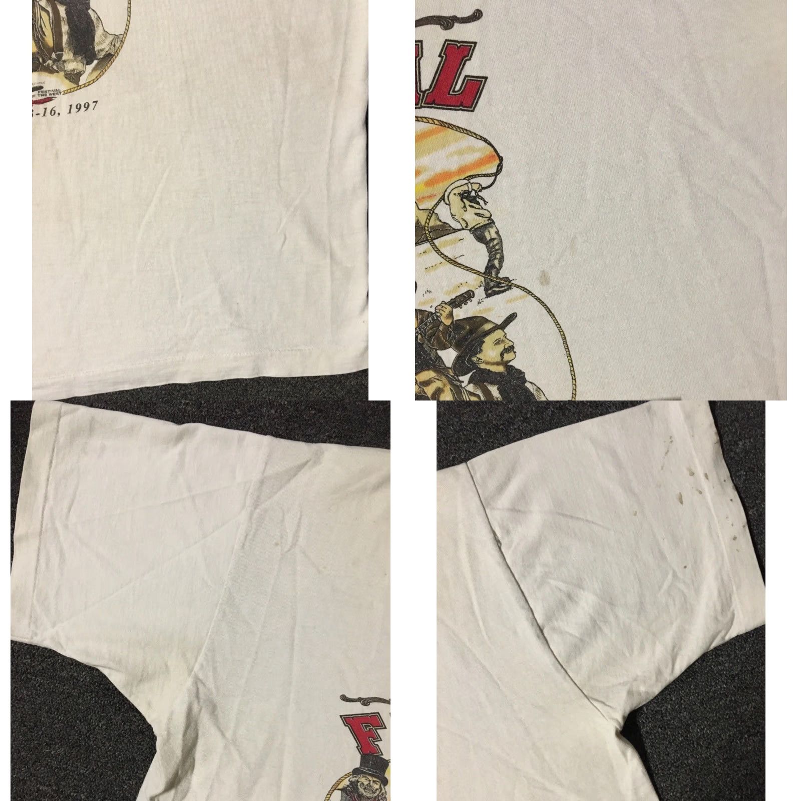 Vintage VINTAGE 90s Arizona Festival Of The West Faded Distress Shirt XL White Men T-Shirt Grunge Sun Palm Trees Beach Southwestern Cactus Sketch Size US XL / EU 56 / 4 - 8 Thumbnail