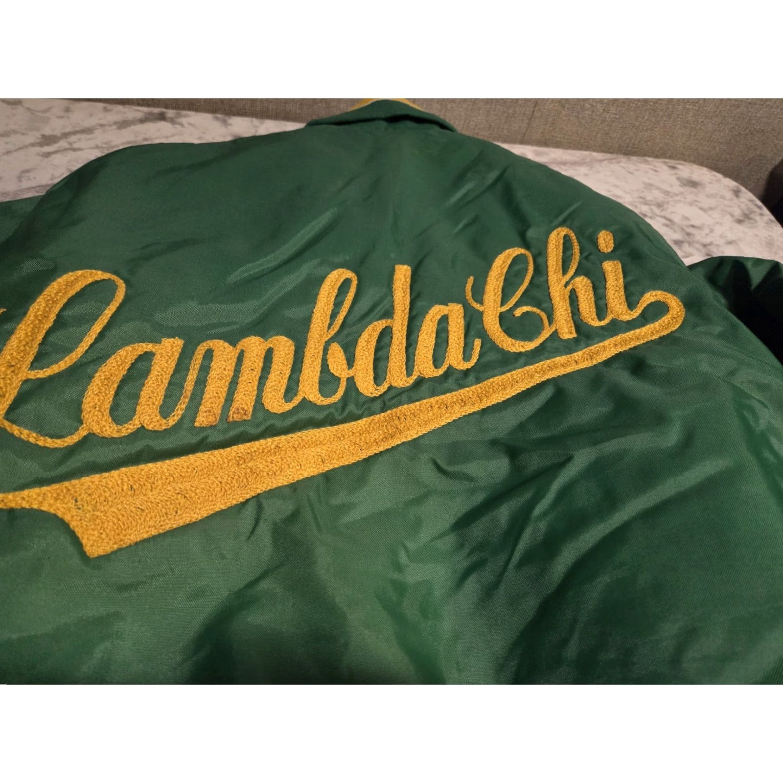 Vintage VINTAGE Lambda Chi Alpha Jacket Mens Medium Green Varsity Fraternity USA Made Distressed Size US M / EU 48-50 / 2 - 5 Thumbnail