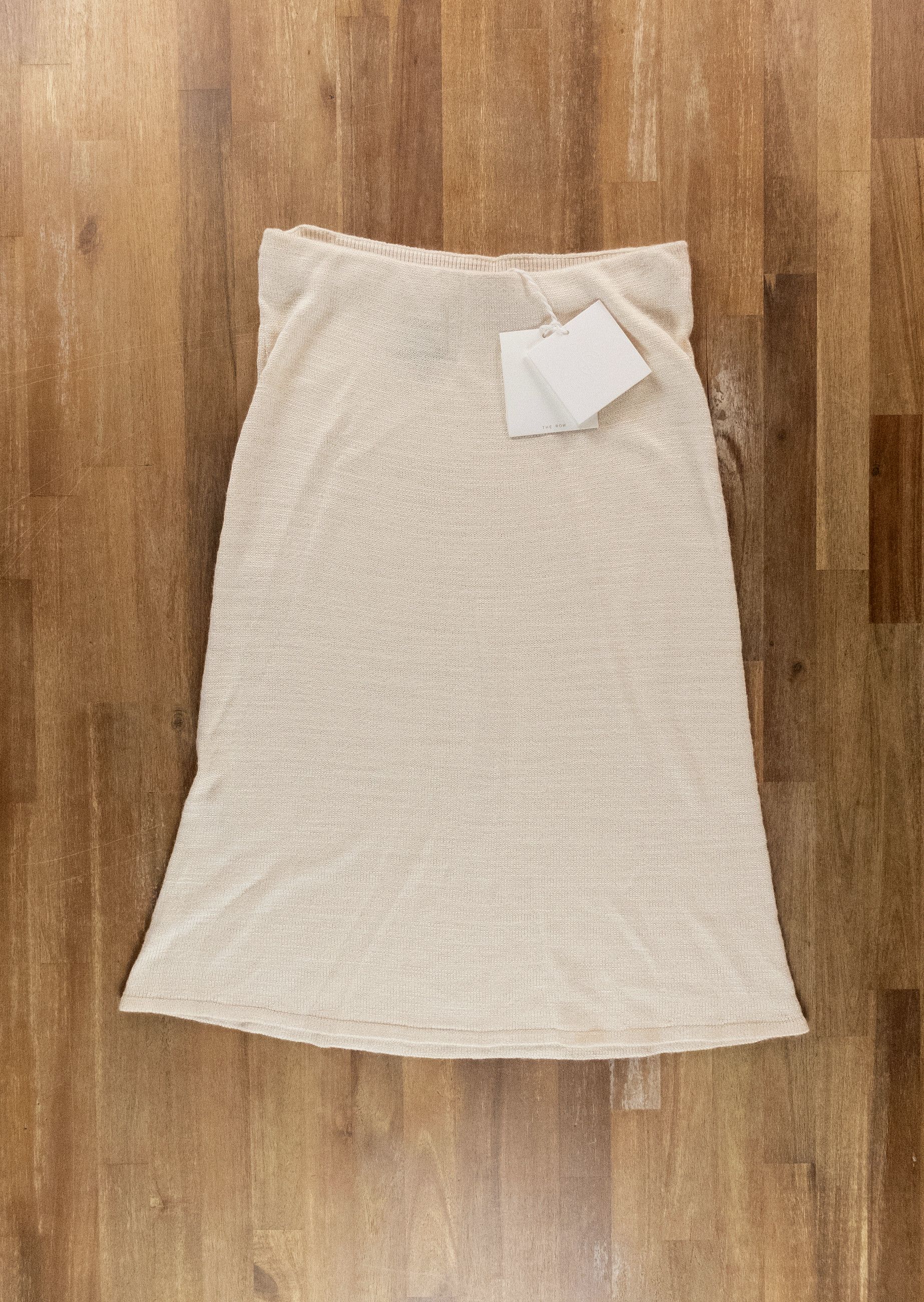 The Row THE ROW Jesto ecru knit silk midi skirt Size Large / 10 US Size 32" / US 10 / IT 46 - 2 Thumbnail