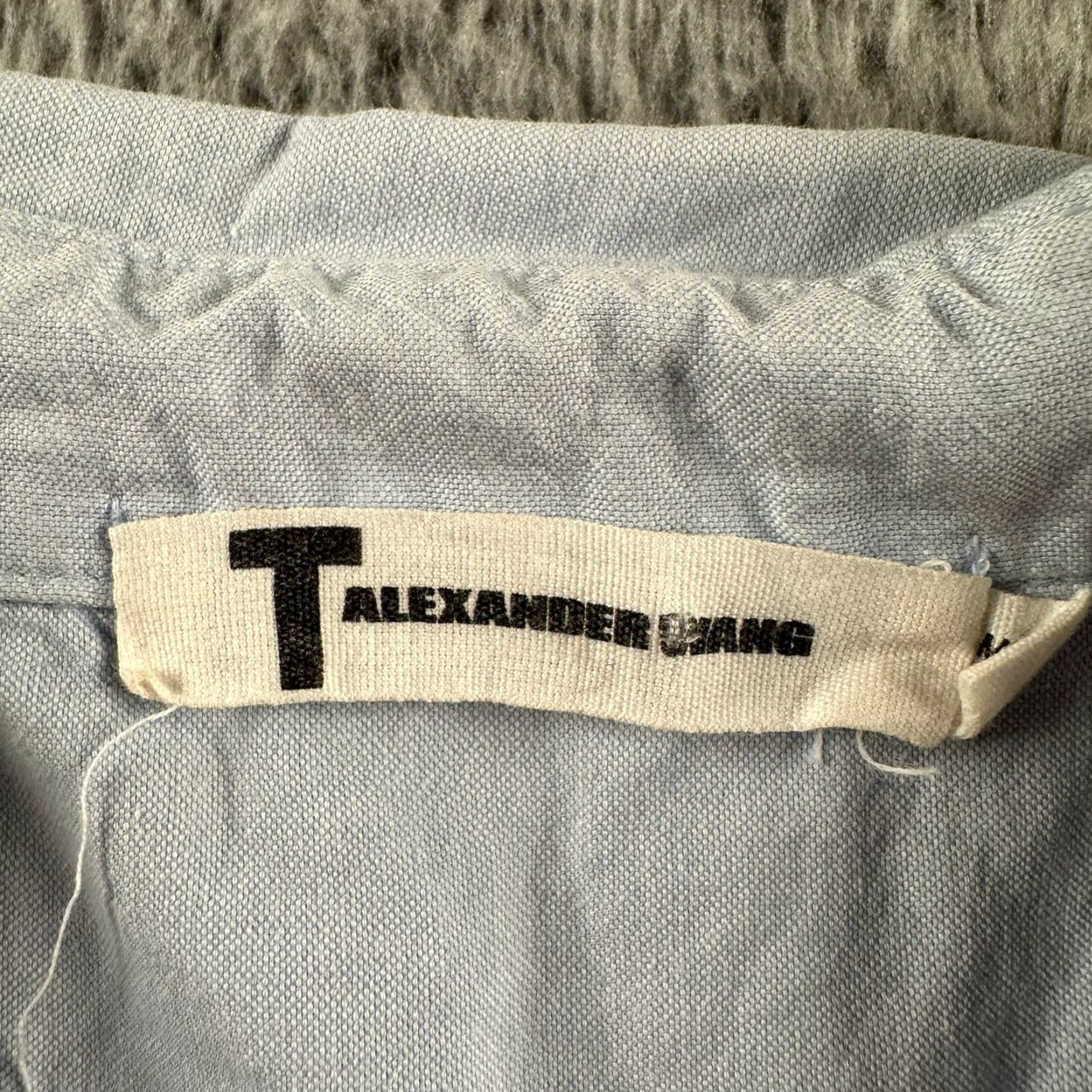 T by Alexander Wang T by Alexander Wang Top Womens Short Sleeve Button Front Mixed Media Gray Blue Size M / US 6-8 / IT 42-44 - 2 Thumbnail