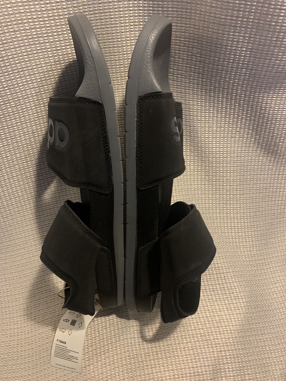 Adidas NEW Adidas Adilette black slides heel strap size 13M/W14 Size US 13 / EU 46 - 2 Thumbnail