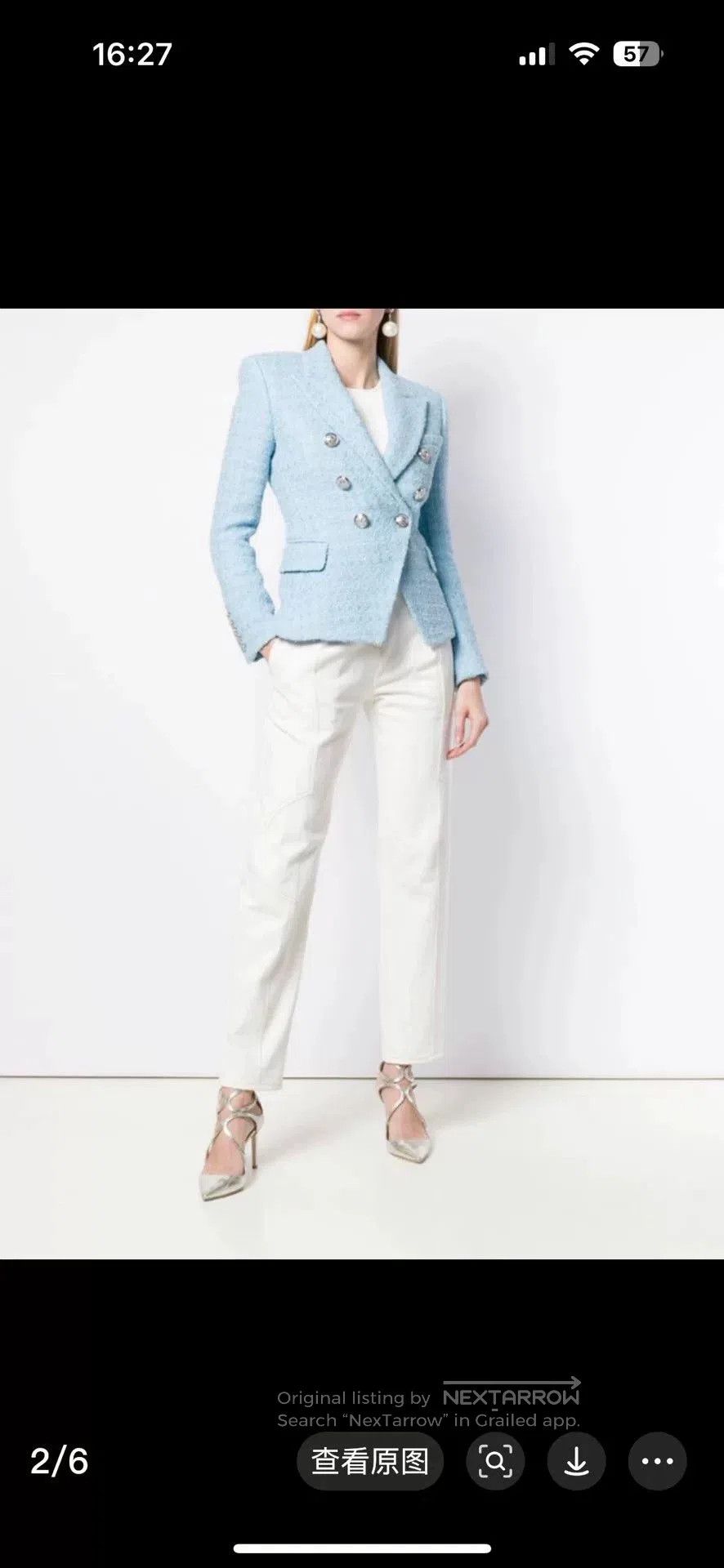 Balmain Balmain Sky Blue Tweed Jacket Size 36. Size XS / US 0-2 / IT 36-38 - 3 Thumbnail