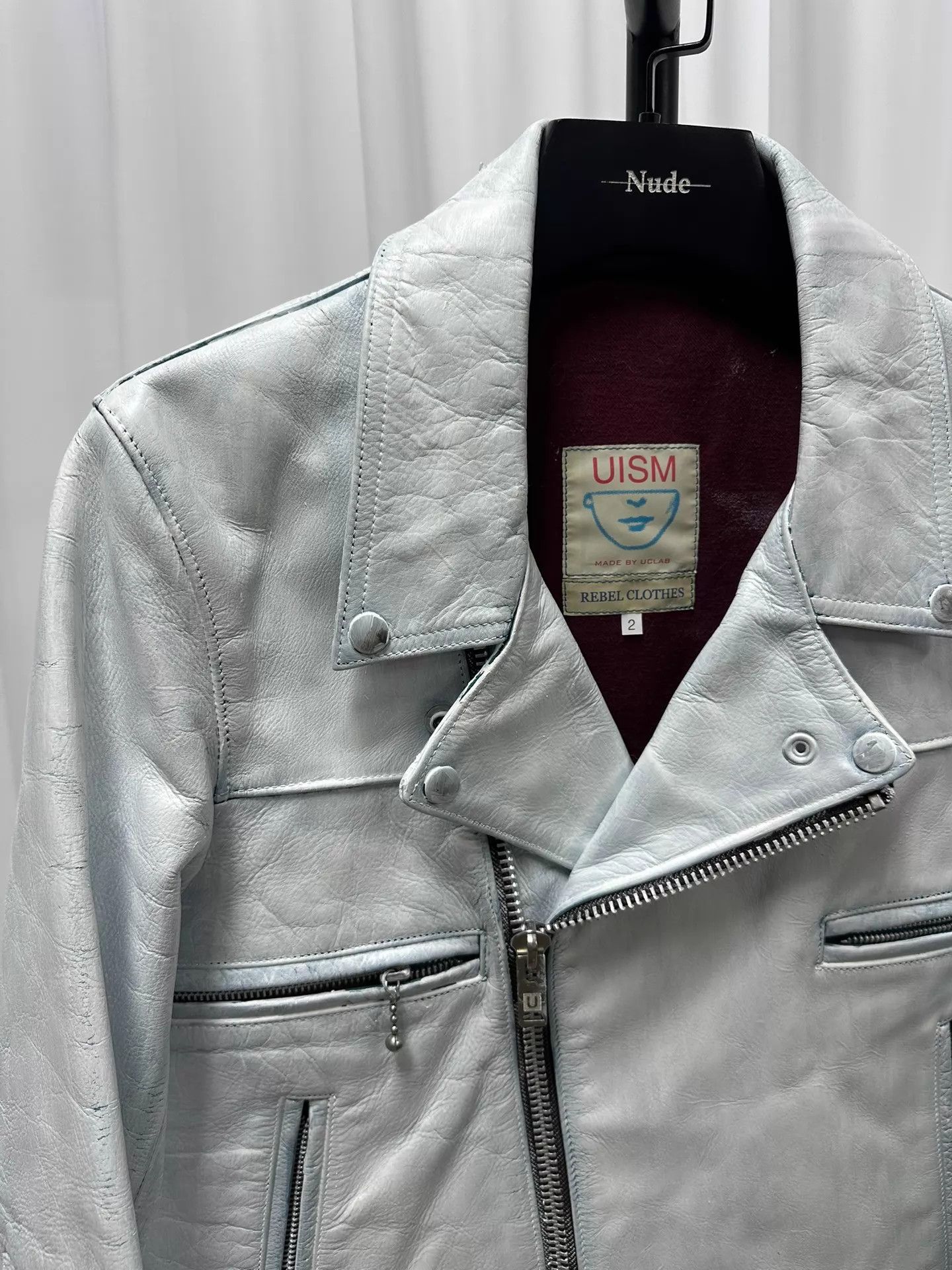Undercover Undercover White Painted Leather Jacket w/ Blue Underlay Size US M / EU 48-50 / 2 - 2 Thumbnail