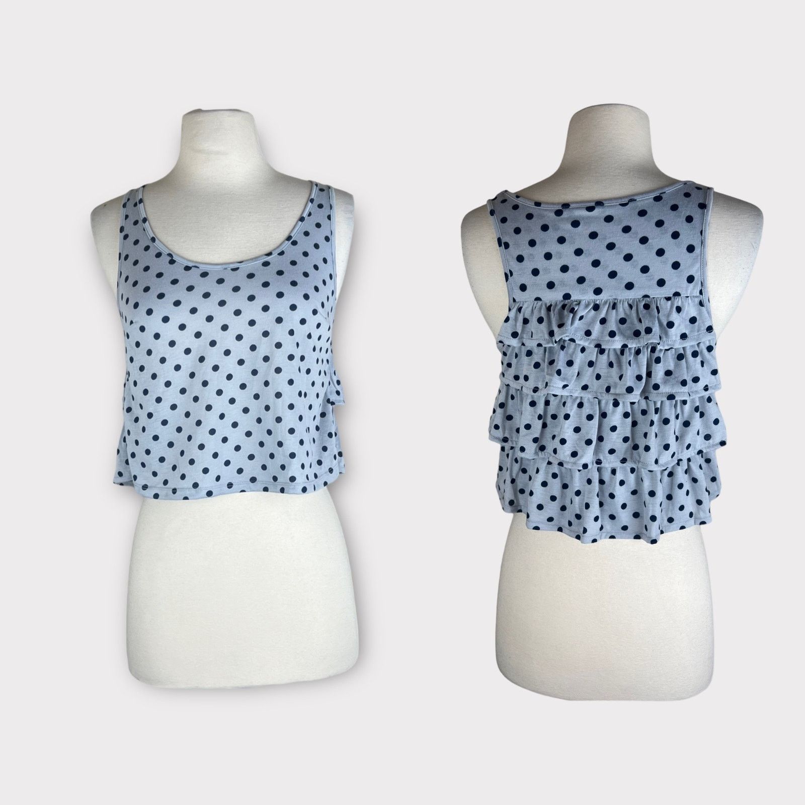 City Streets City Streets | Vintage Y2K Blue Polka Dot Ruffles Crop Top Size S / US 4 / IT 40 - 1 Thumbnail