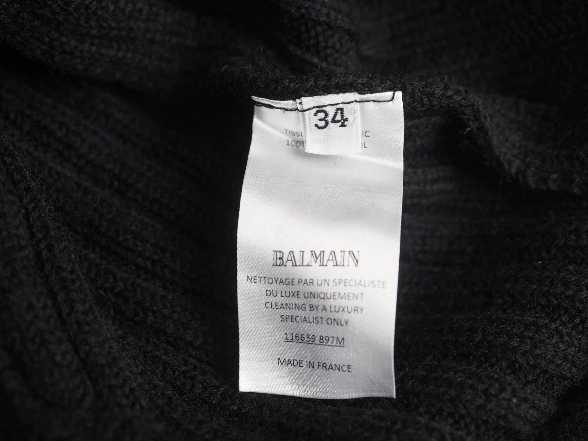 Balmain Balmain Black Distressed Fringe Women's Sweater Size 34 Size XS / US 0-2 / IT 36-38 - 4 Thumbnail