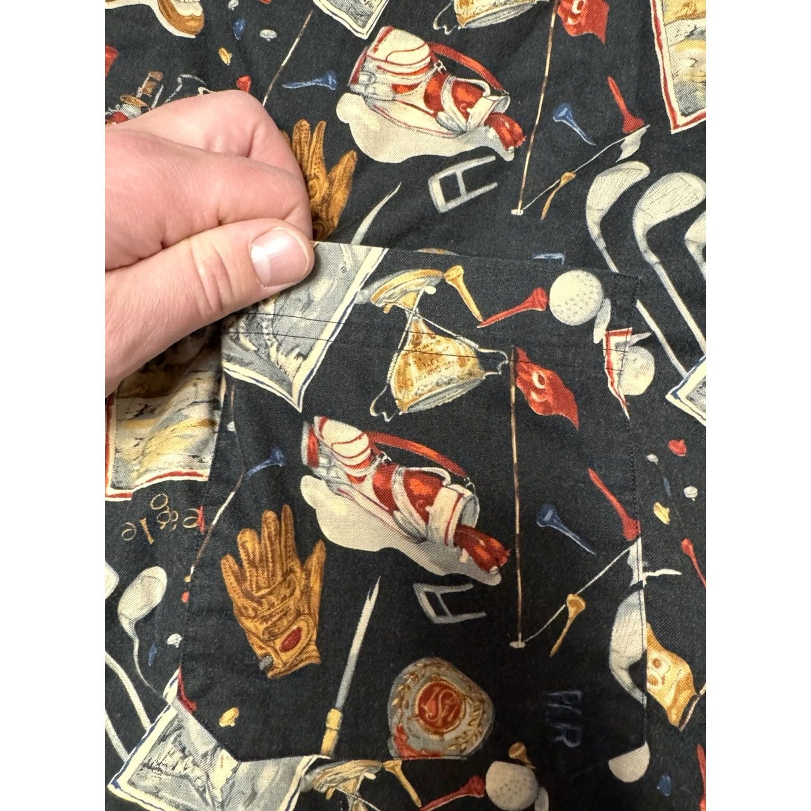 Vintage VINTAGE Kenneth Gordon Golf Shirt All Over Print Short Sleeve Button Up Size M Black 90s Size US M / EU 48-50 / 2 - 3 Thumbnail