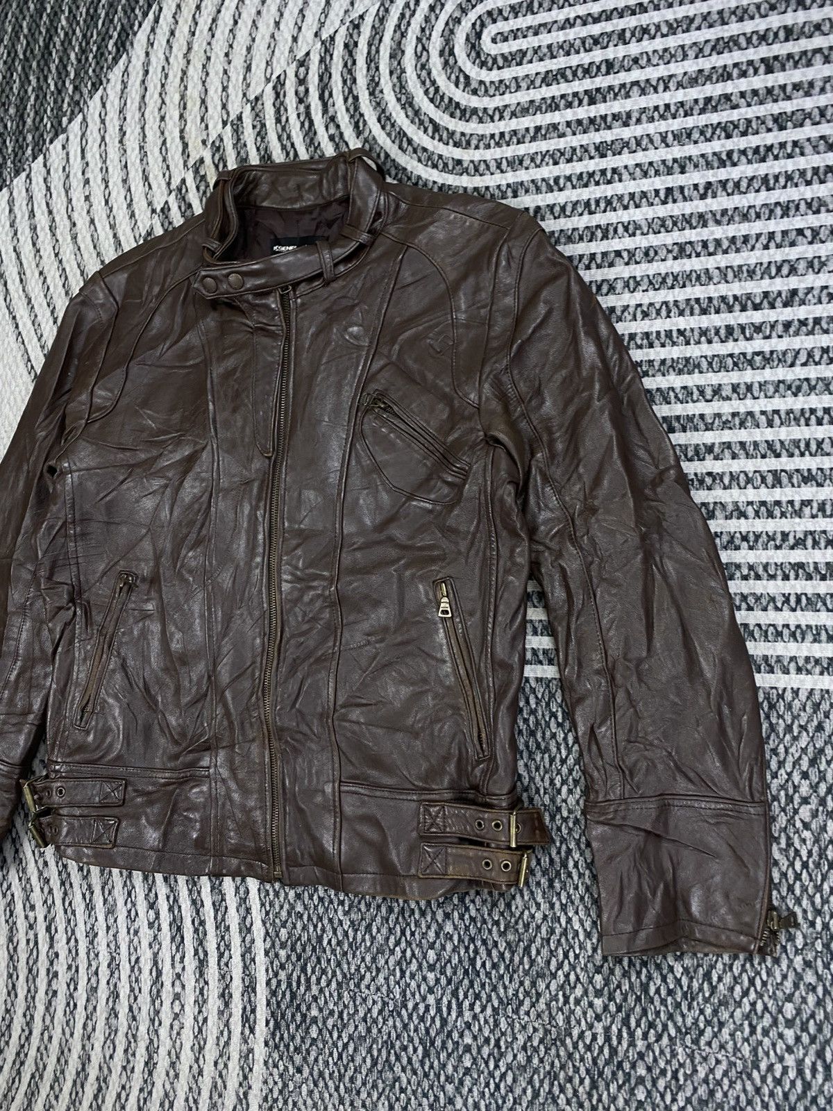 Genuine Leather Vintage N’GENE Genuine Stand-Up Collar Leather Bikers Jacket Size US M / EU 48-50 / 2 - 4 Thumbnail