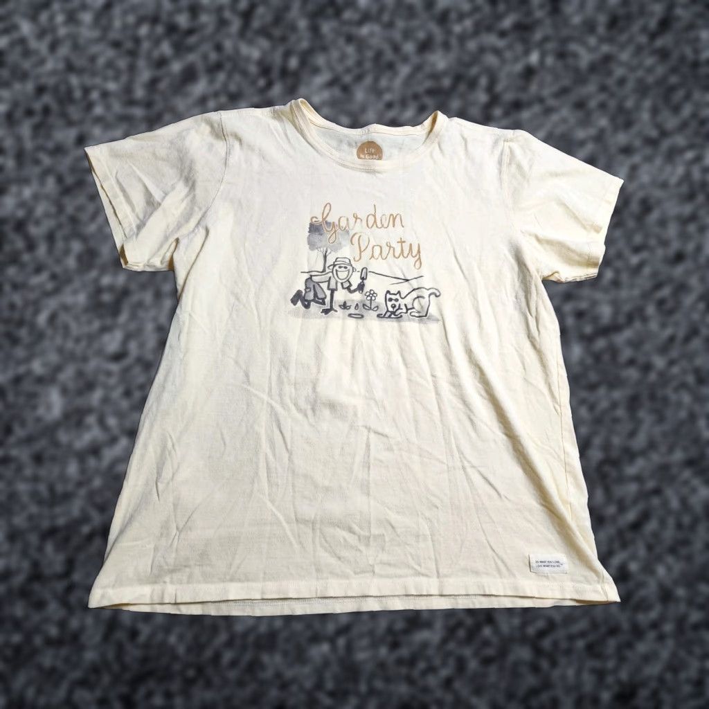 Life is Good LIFE IS GOOD Womens XL Yellow Graphic T-Shirt Casual Pullover Round Neck Size XL / US 12-14 / IT 48-50 - 1 Thumbnail