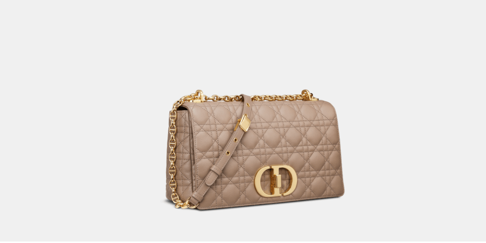 image of O1W1Db10124 Size: Os Large Dior Caro Bag In Warm Taupe, Women's