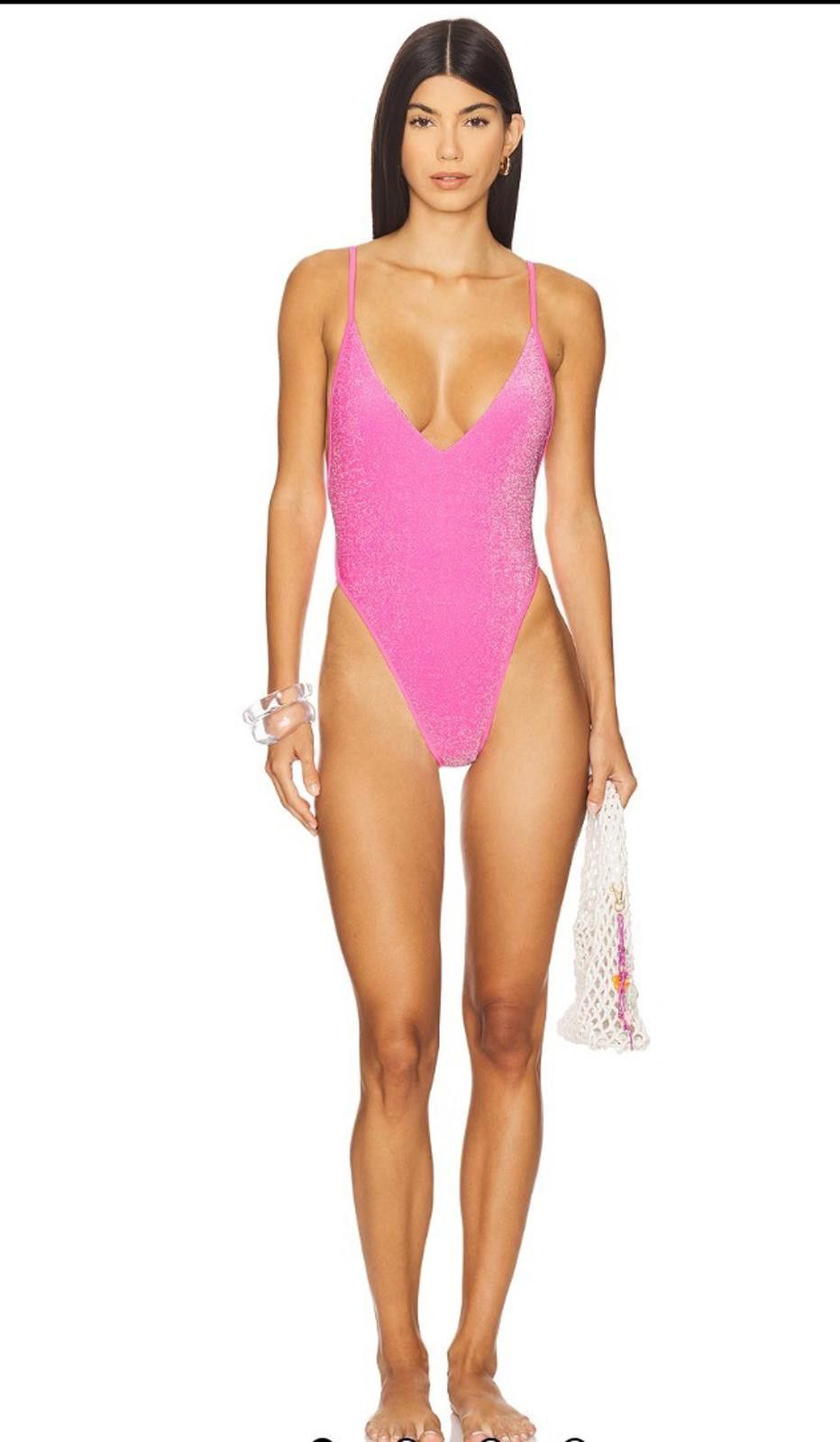 Free People x free-est Amber One Piece Swimsuit Sparkly Hot Pink Sz M Size ONE SIZE - 9 Thumbnail