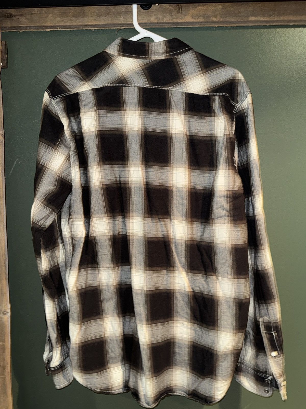 Freenote Cloth Brown and cream snap front shirt Size US XL / EU 56 / 4 - 4 Thumbnail