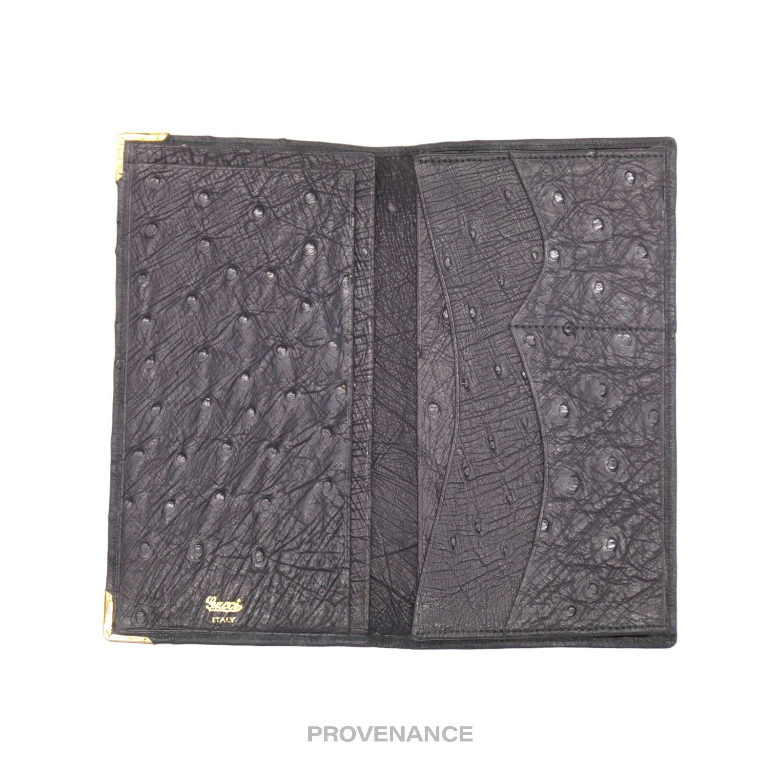 Gucci 🔴 Gucci Long Wallet - Black Ostrich Leather Size ONE SIZE - 5 Thumbnail