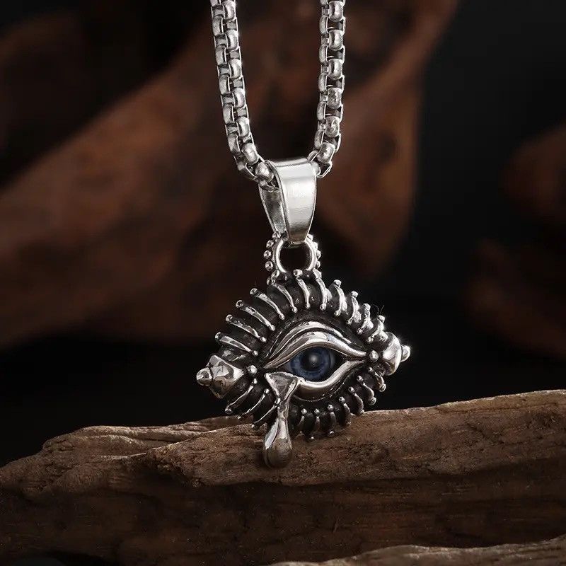 Jewelry Retro Machine Devil Eye Blue All-Seeing Eye Necklace Size ONE SIZE - 2 Thumbnail