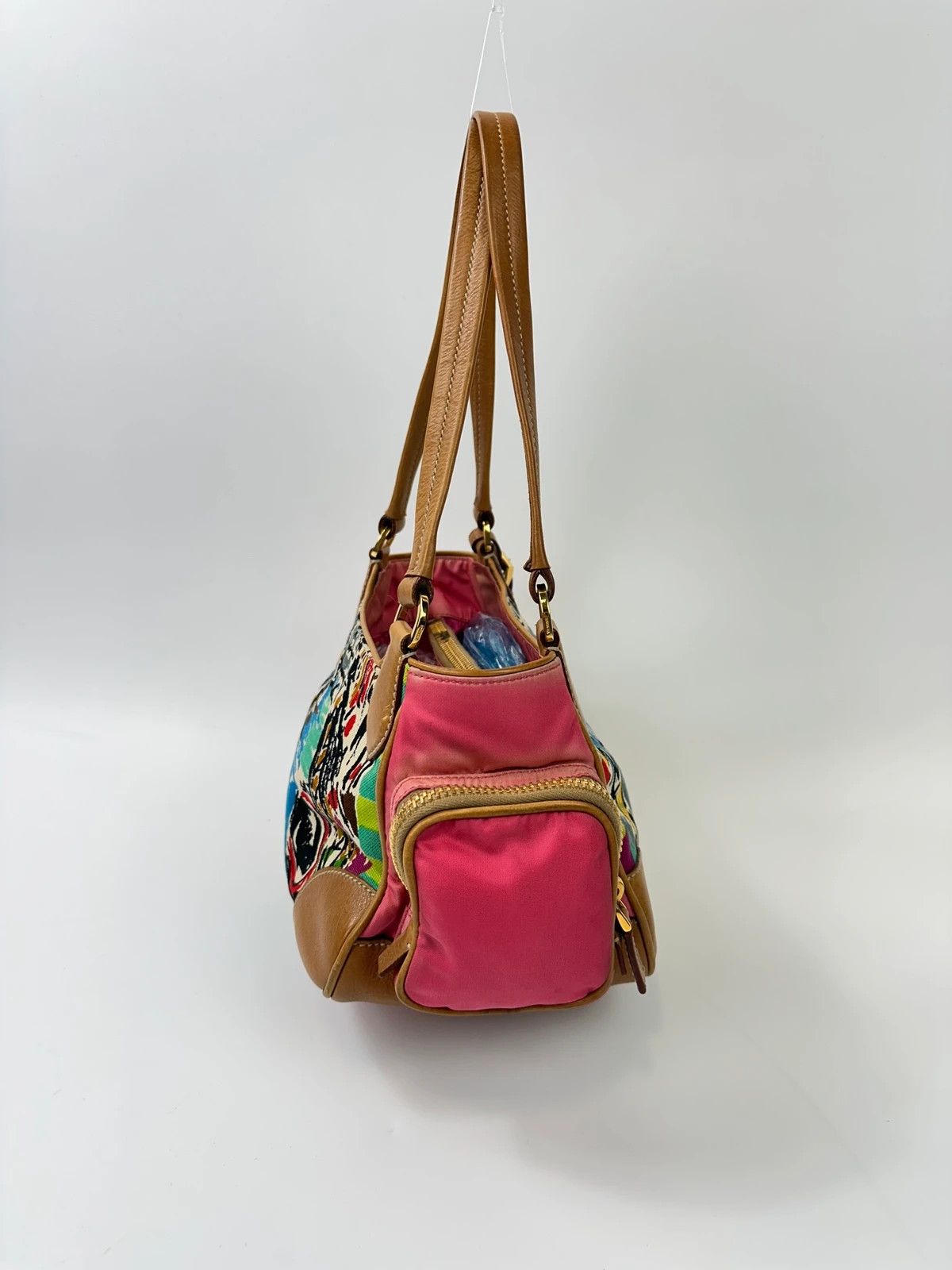 Prada Prada Milano SS04 Venezia Leather & Canvas Painting HandBag Size ONE SIZE - 7 Thumbnail