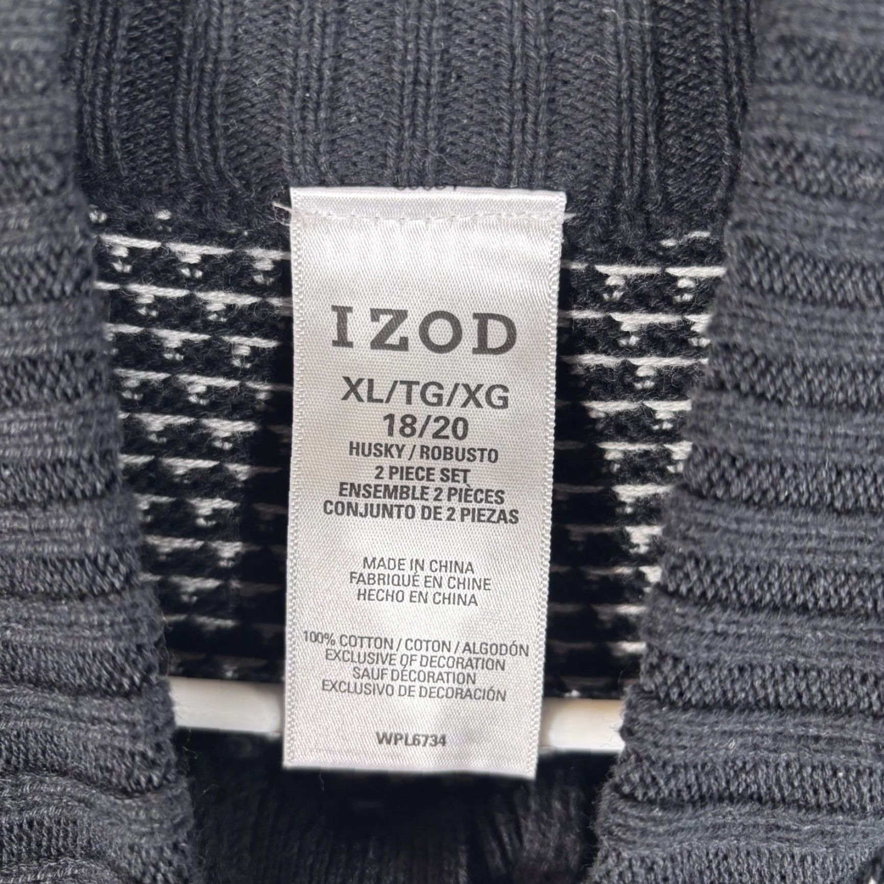Izod Izod Men’s XL Black Henley Birdseye Knit Mock Neck Pullover Sweater, Cotton, Casual Preppy Gear, Classic Style Size US XL / EU 56 / 4 - 3 Thumbnail