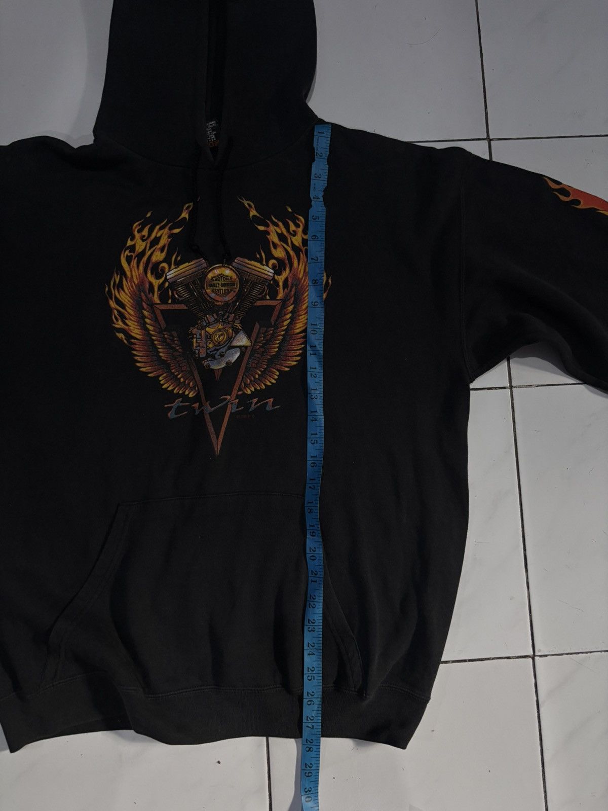 Harley Davidson 🔥RARE🔥1996s V-Twin Harley Davidson Flame Faded Black Hoodie Size US L / EU 52-54 / 3 - 10 Thumbnail
